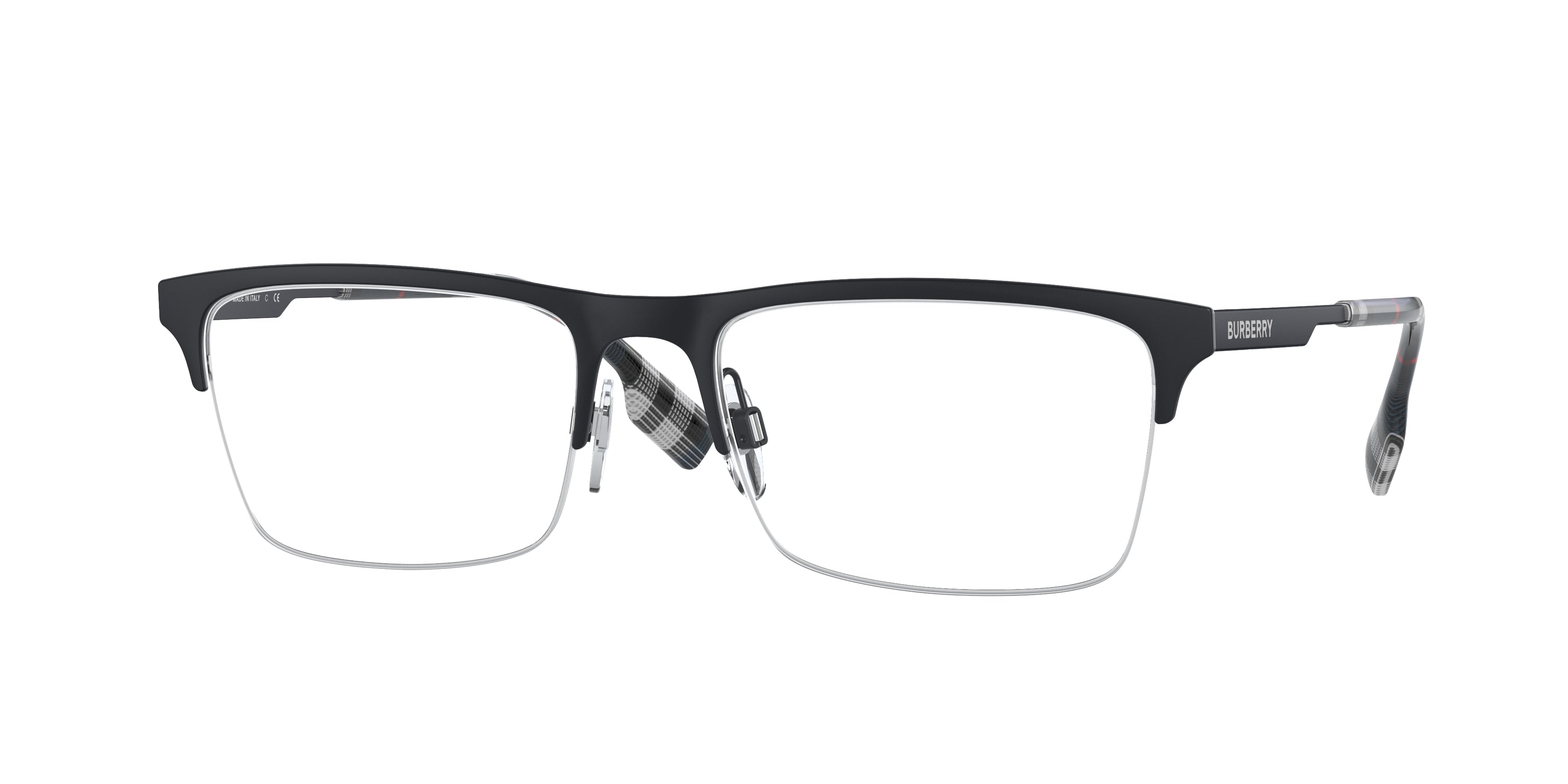 Burberry BRUNEL BE1344 Rectangle Eyeglasses 1333-Matte Blue 55-145-18 - Color Map Blue