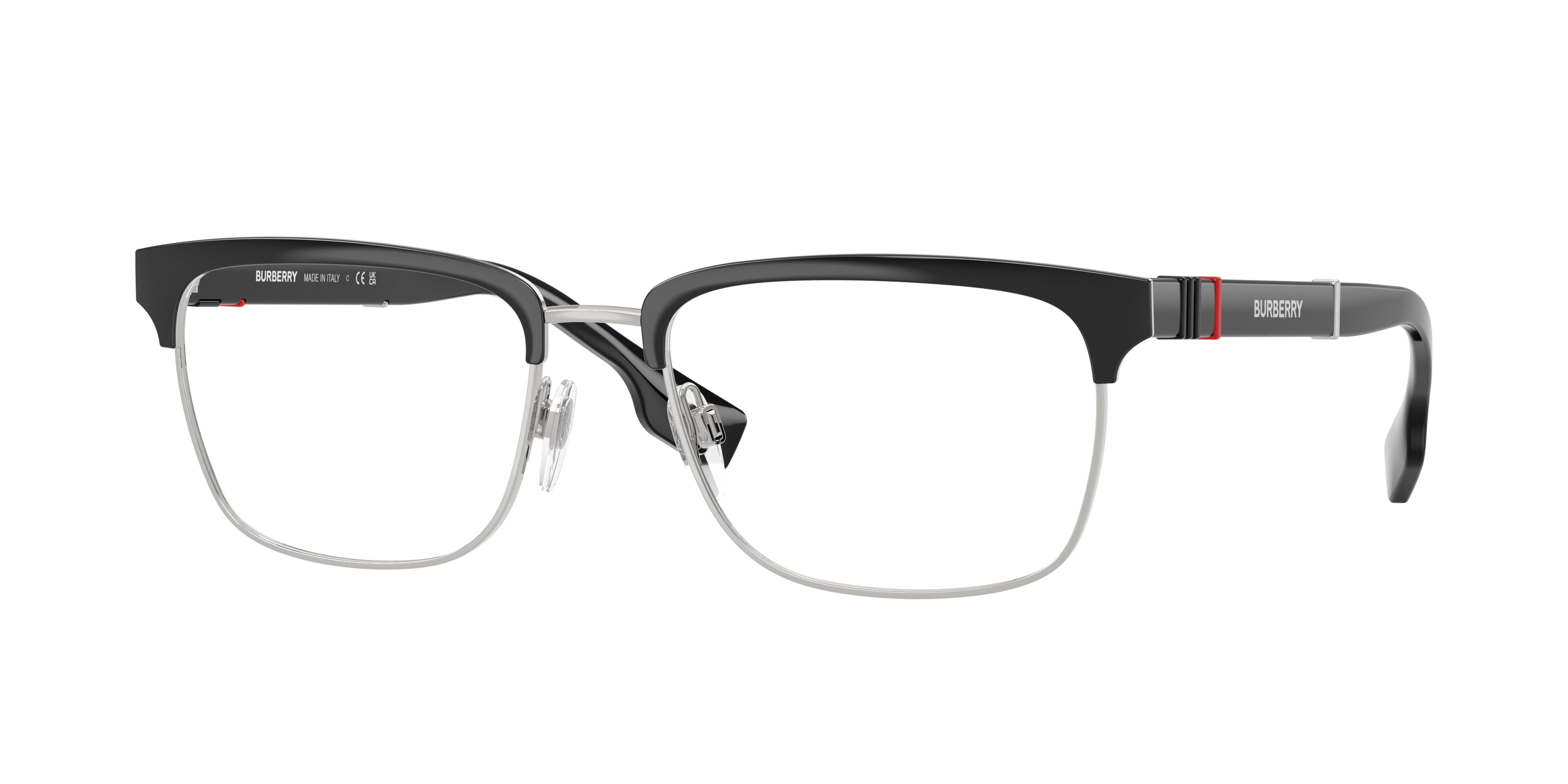 Burberry ALBA BE1348 Rectangle Eyeglasses 1306-Silver/Matte Black 54-145-18 - Color Map Silver