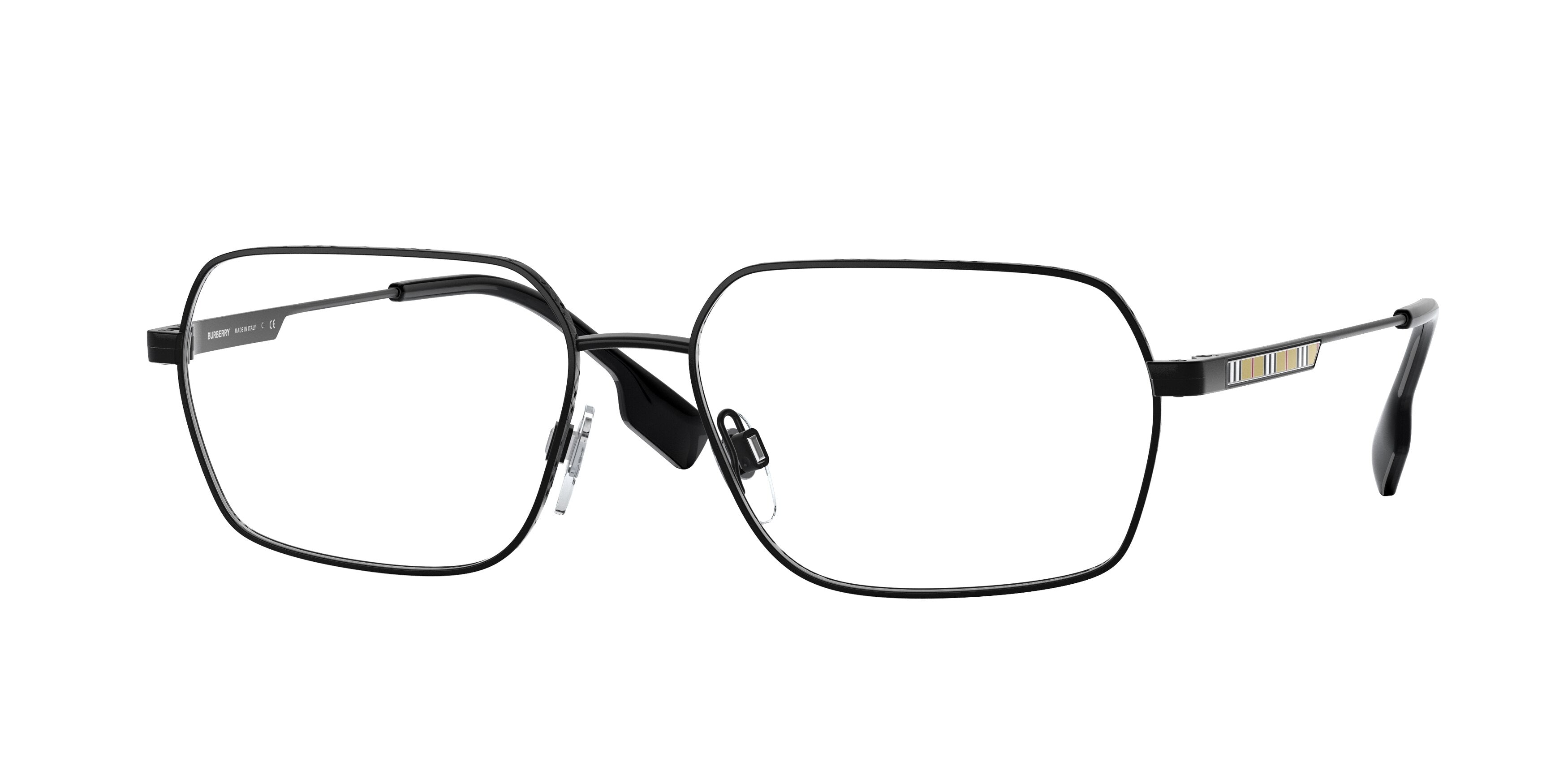 Burberry ELDON BE1356 Irregular Eyeglasses 1007-Matte Black 57-145-16 - Color Map Black