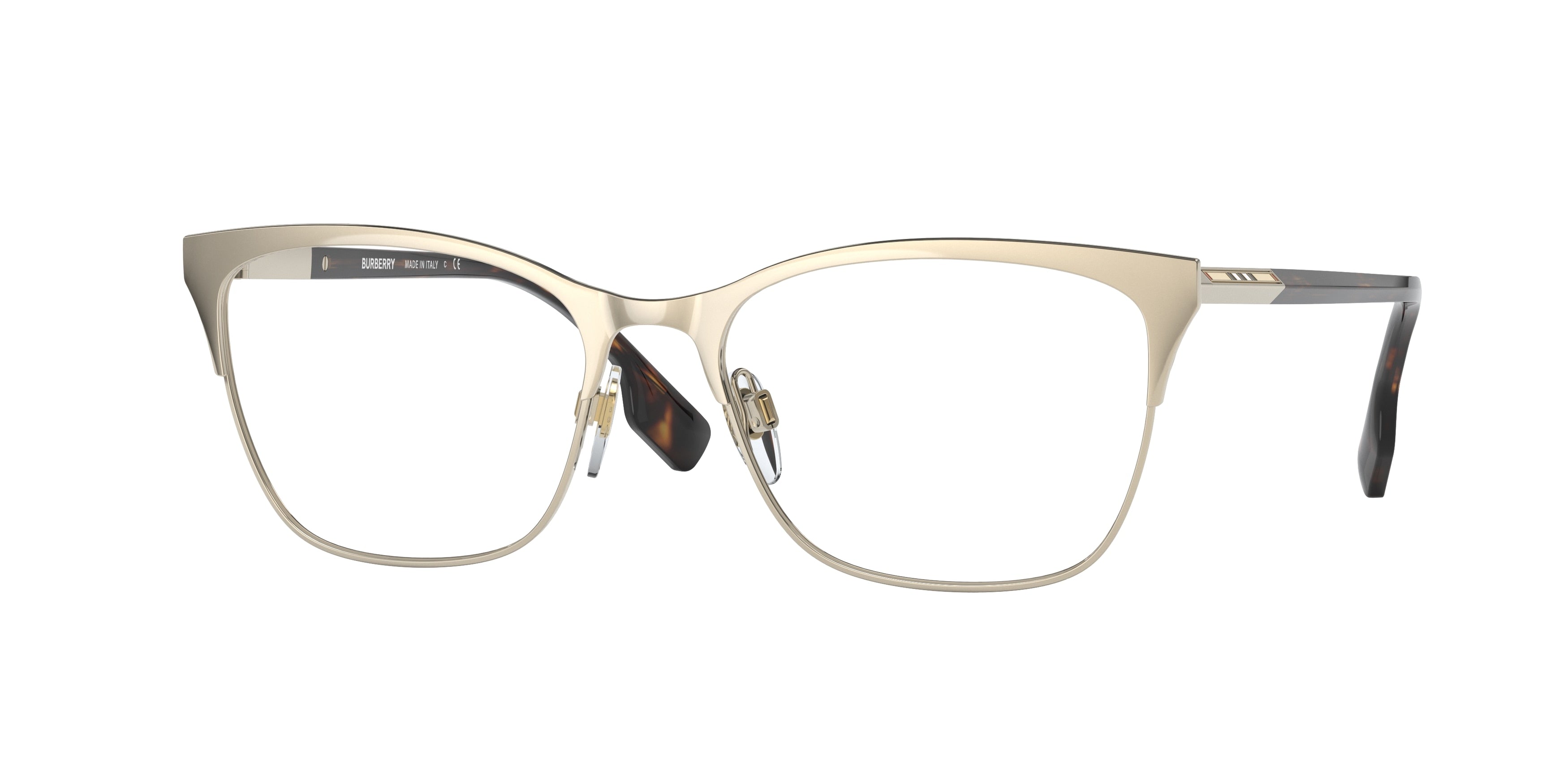 Burberry ALMA BE1362 Cat Eye Eyeglasses 1109-Light Gold 54-140-17 - Color Map Gold