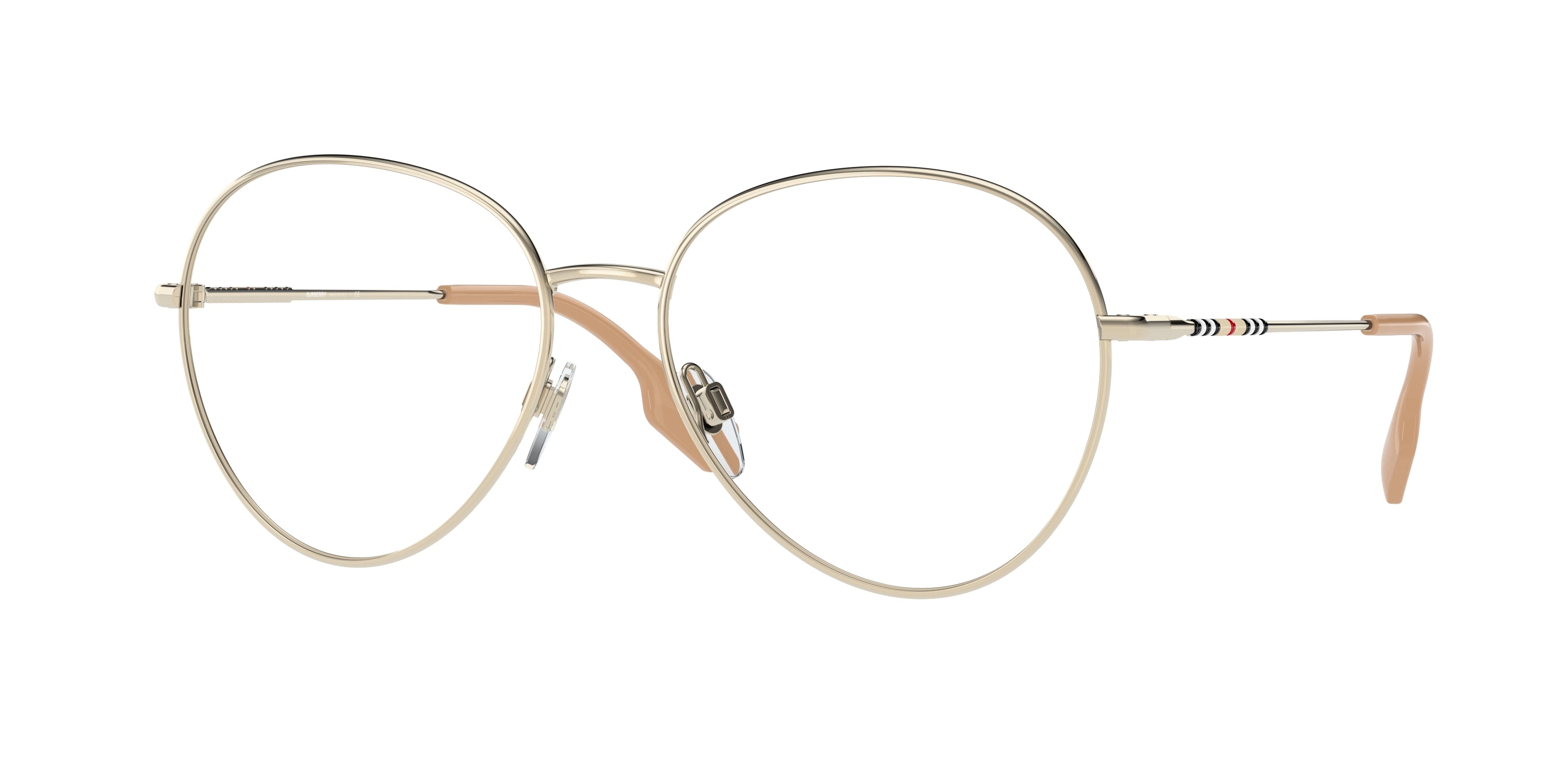 Burberry FELICITY BE1366 Pilot Eyeglasses 1338-Light Gold 56-140-16 - Color Map Gold