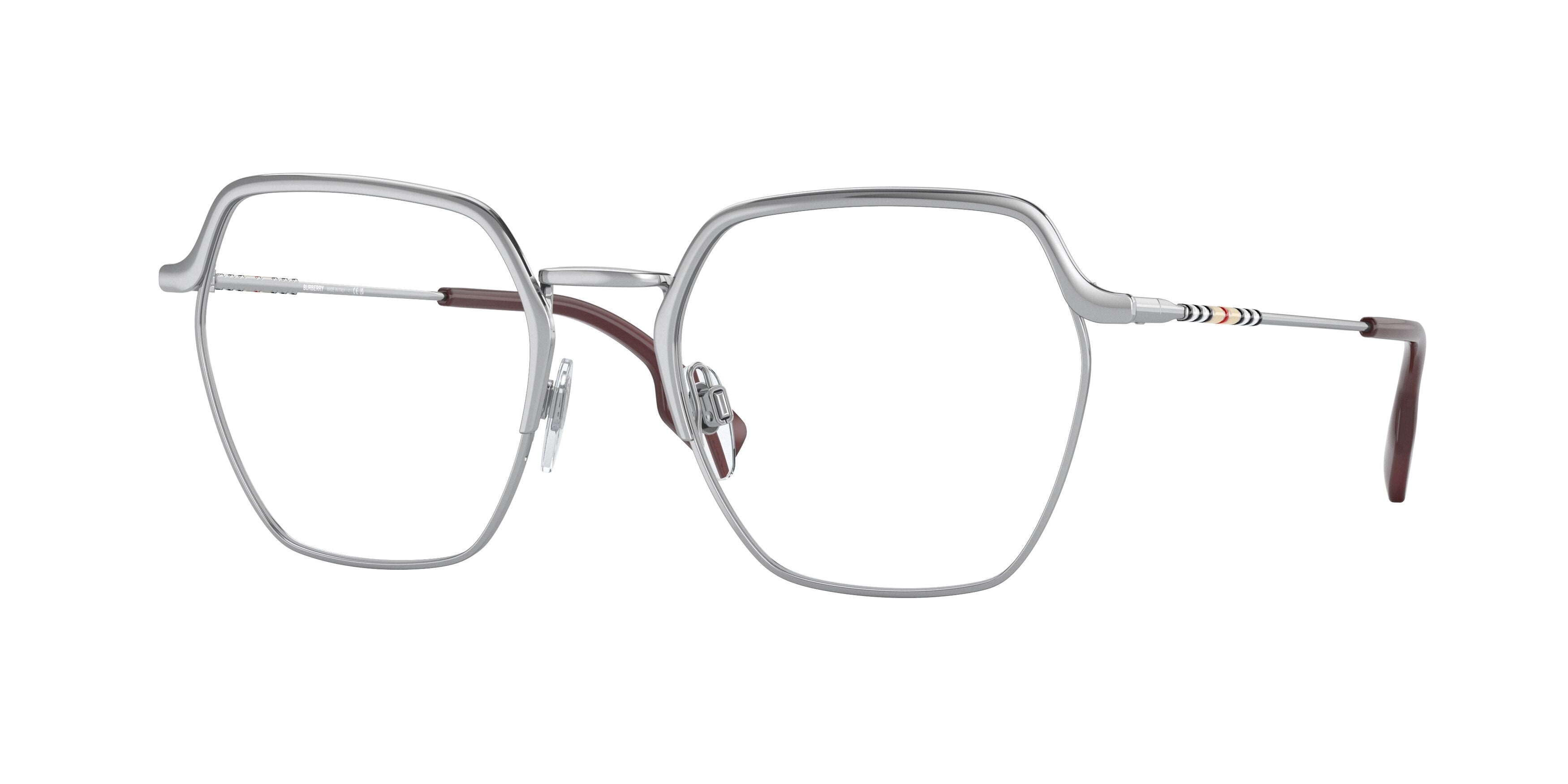 Burberry ANGELICA BE1371 Irregular Eyeglasses 1005-Silver 52-140-19 - Color Map Silver