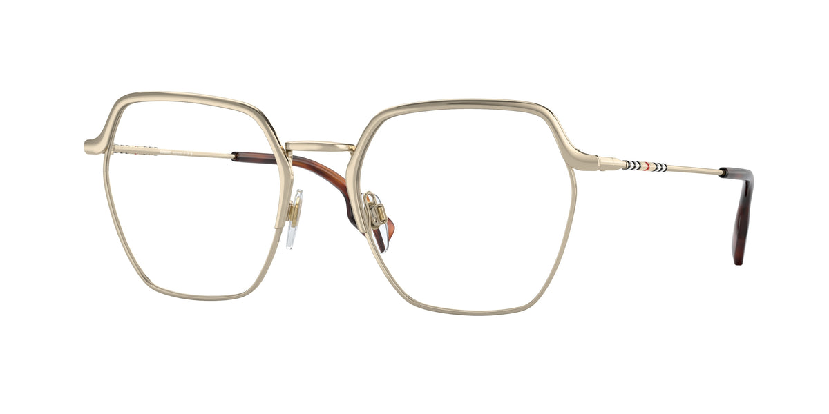 Burberry ANGELICA BE1371 Irregular Eyeglasses 1109-Light Gold 52-140-19 - Color Map Gold