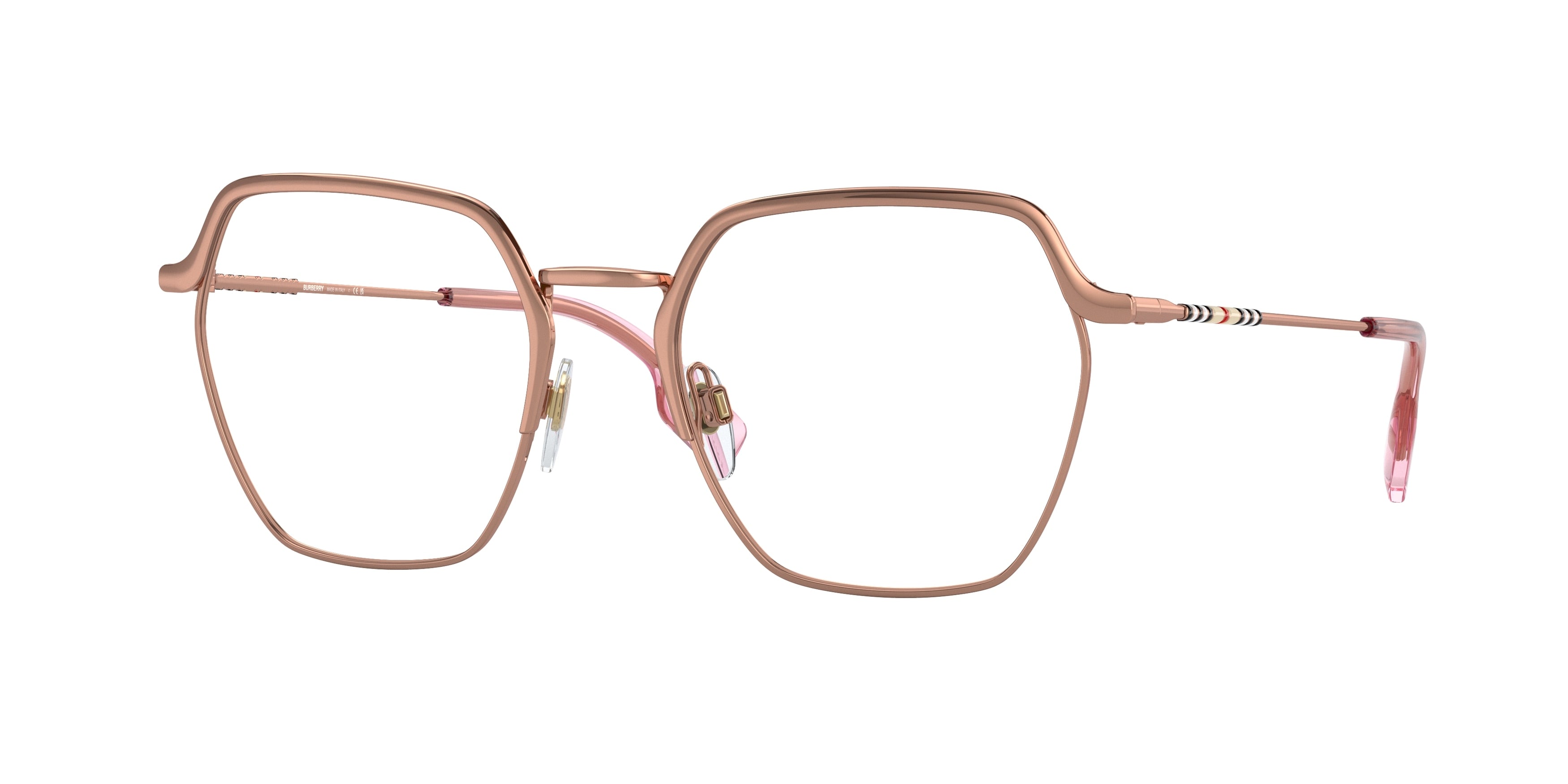 Burberry ANGELICA BE1371 Irregular Eyeglasses 1337-Rose Gold 52-140-19 - Color Map Gold