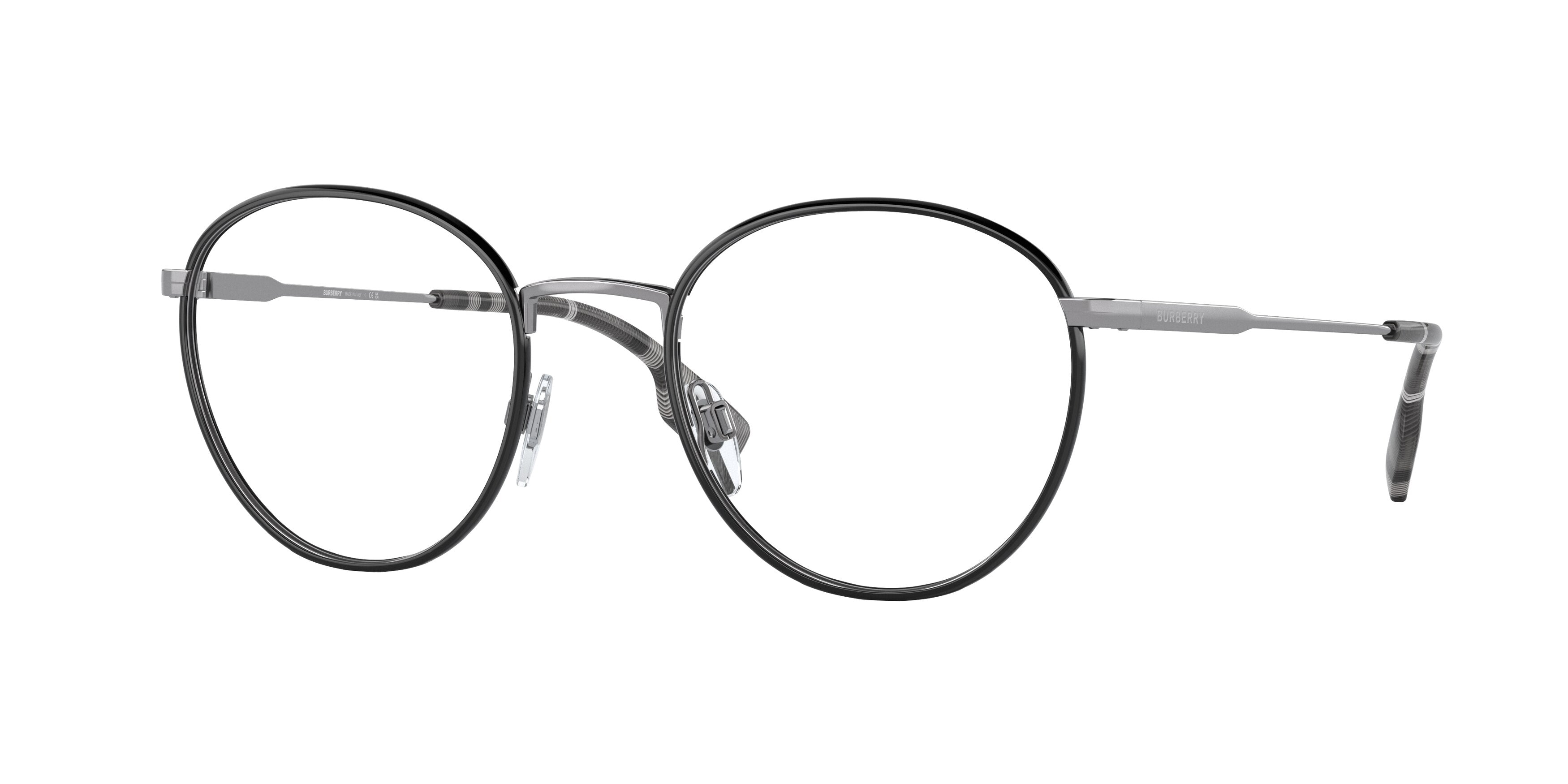 Burberry HUGO BE1373 Round Eyeglasses 1003-Gunmetal/Black 51-145-21 - Color Map Grey