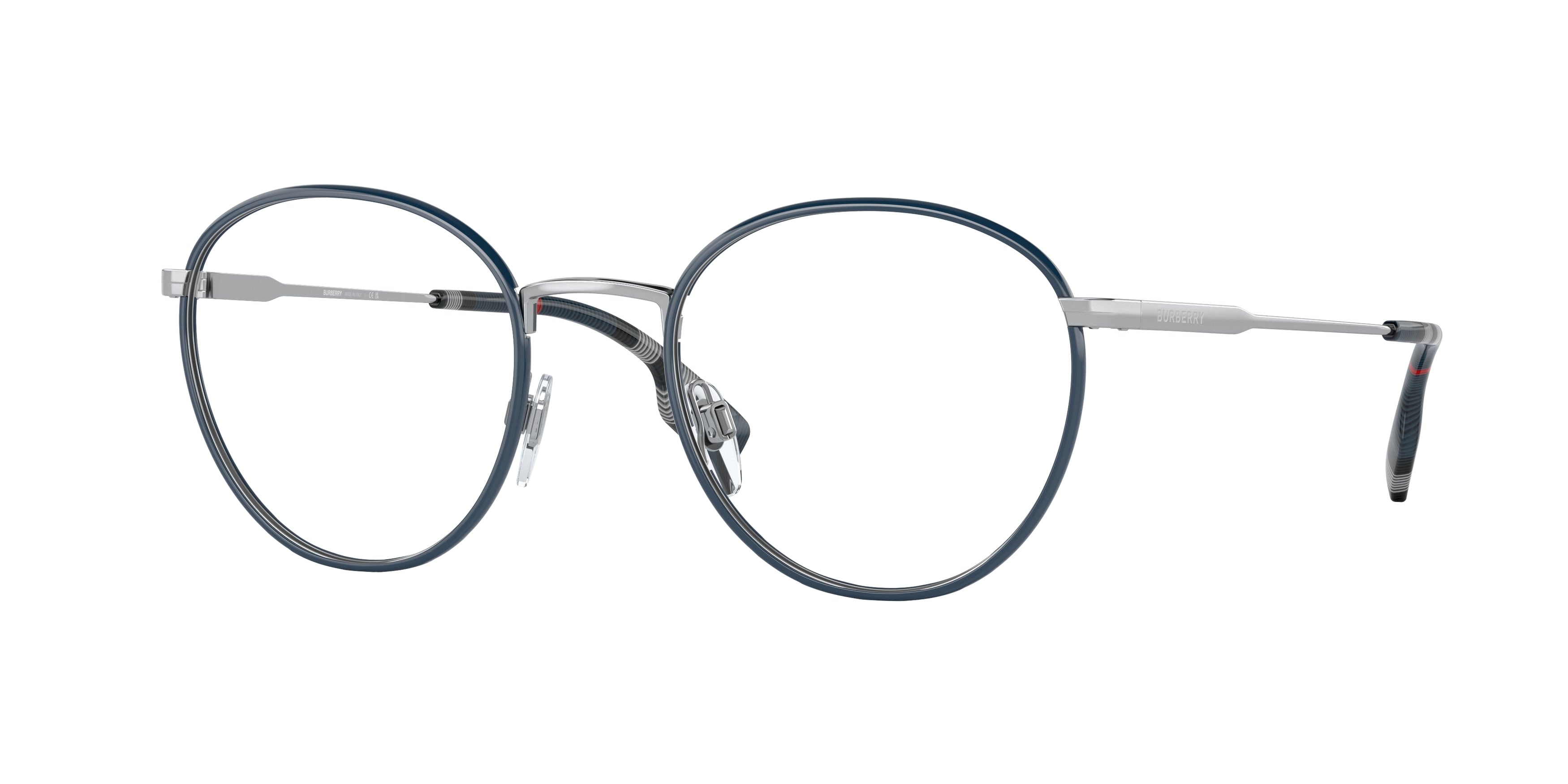 Burberry HUGO BE1373 Round Eyeglasses 1005-Silver/Blue 51-145-21 - Color Map Silver