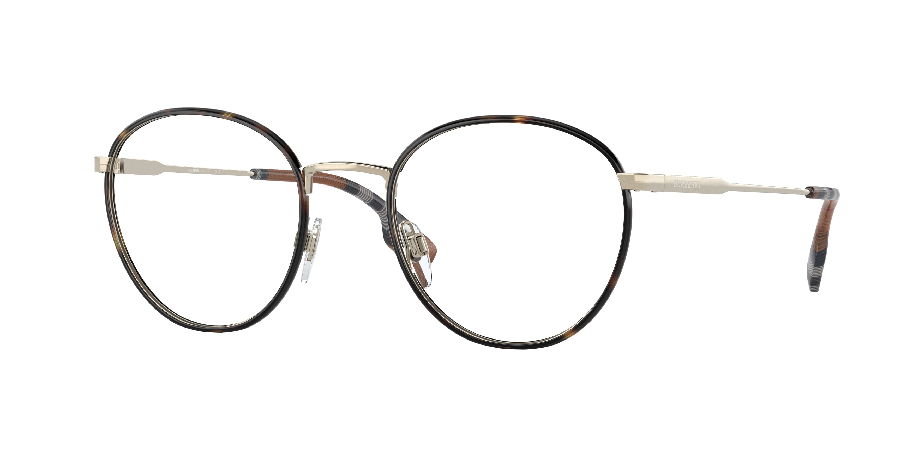 Burberry HUGO BE1373 Round Eyeglasses 1109-Light Gold/Dark Havana 51-145-21 - Color Map Gold