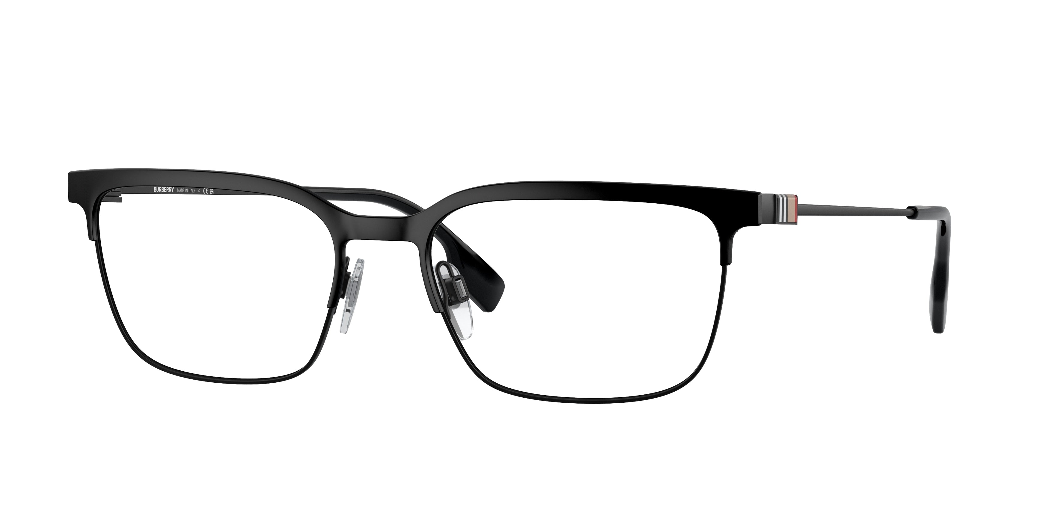 Burberry DOUGLAS BE1375 Square Eyeglasses 1007-Black 56-145-18 - Color Map Black