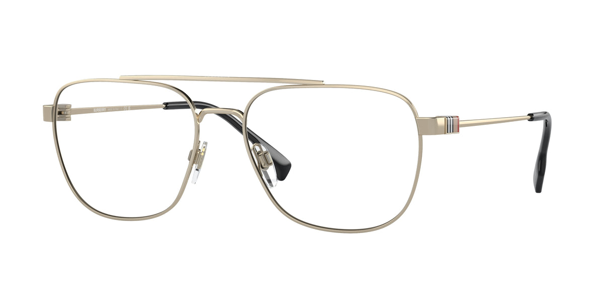 Burberry MICHAEL BE1377 Square Eyeglasses 1109-Light Gold 57-145-17 - Color Map Gold