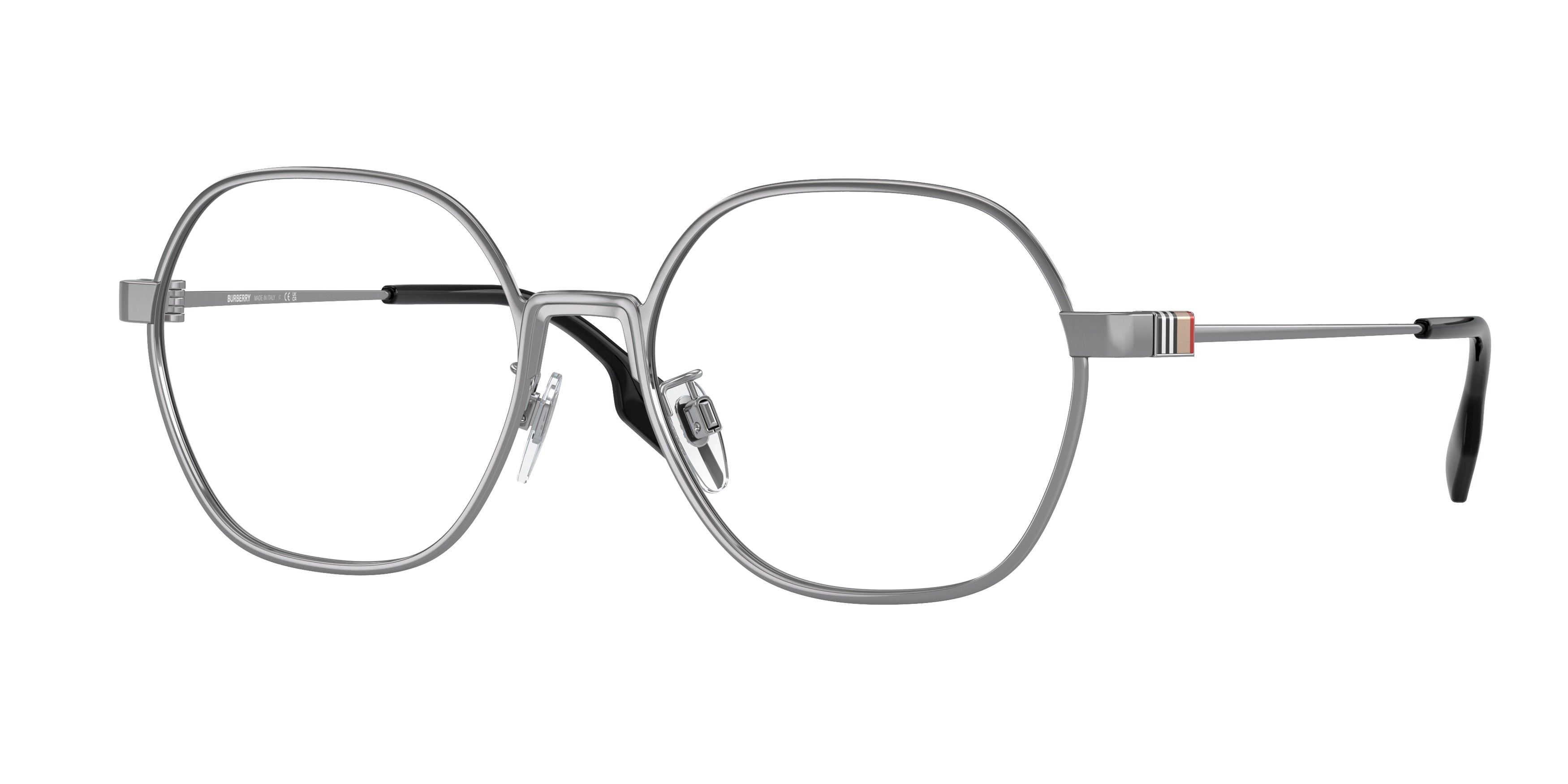 Burberry WINSTON BE1379D Irregular Eyeglasses 1003-Gunmetal 55-145-17 - Color Map Grey