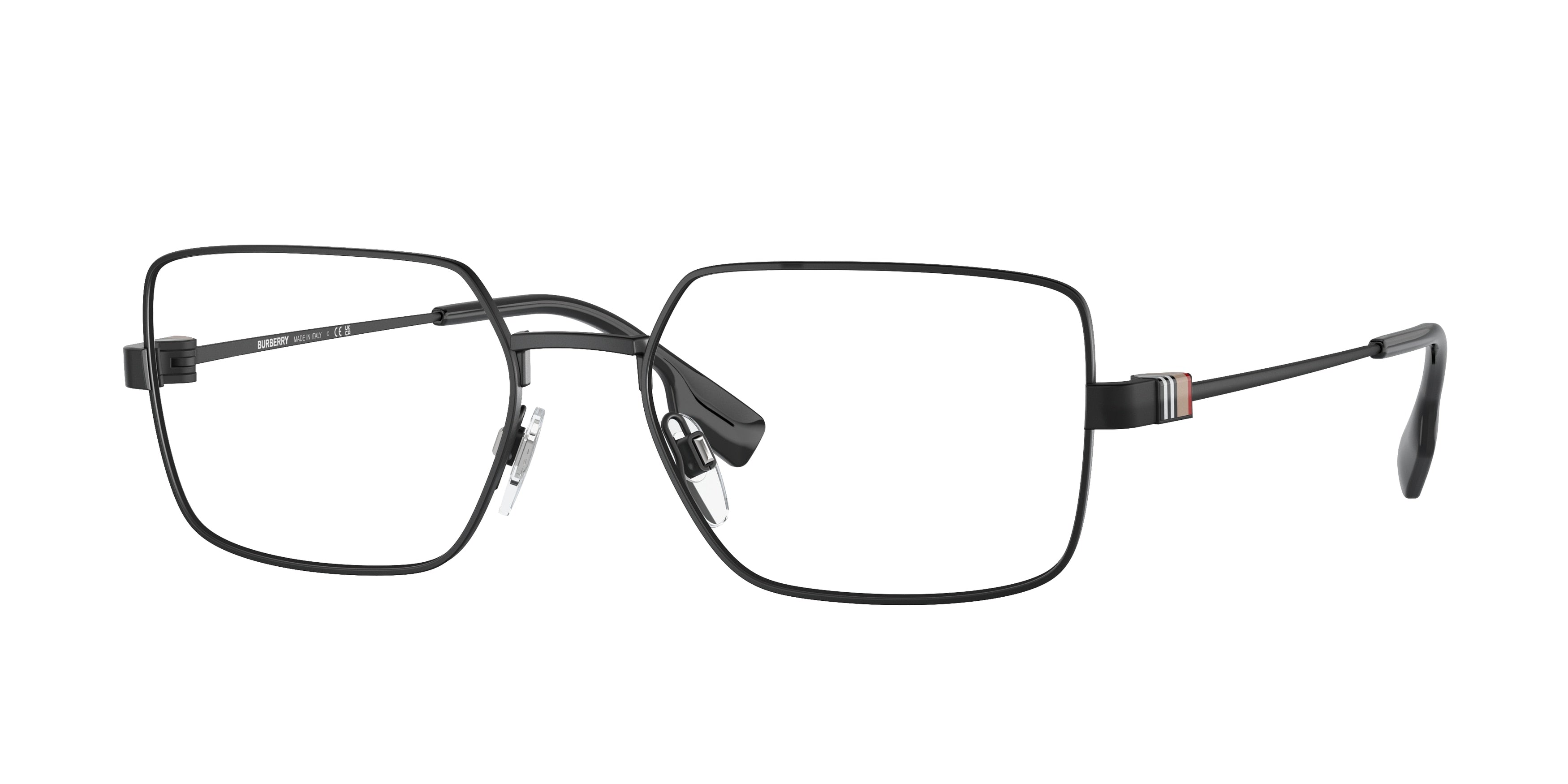Burberry BE1380 Rectangle Eyeglasses 1007-Black 56-145-18 - Color Map Black