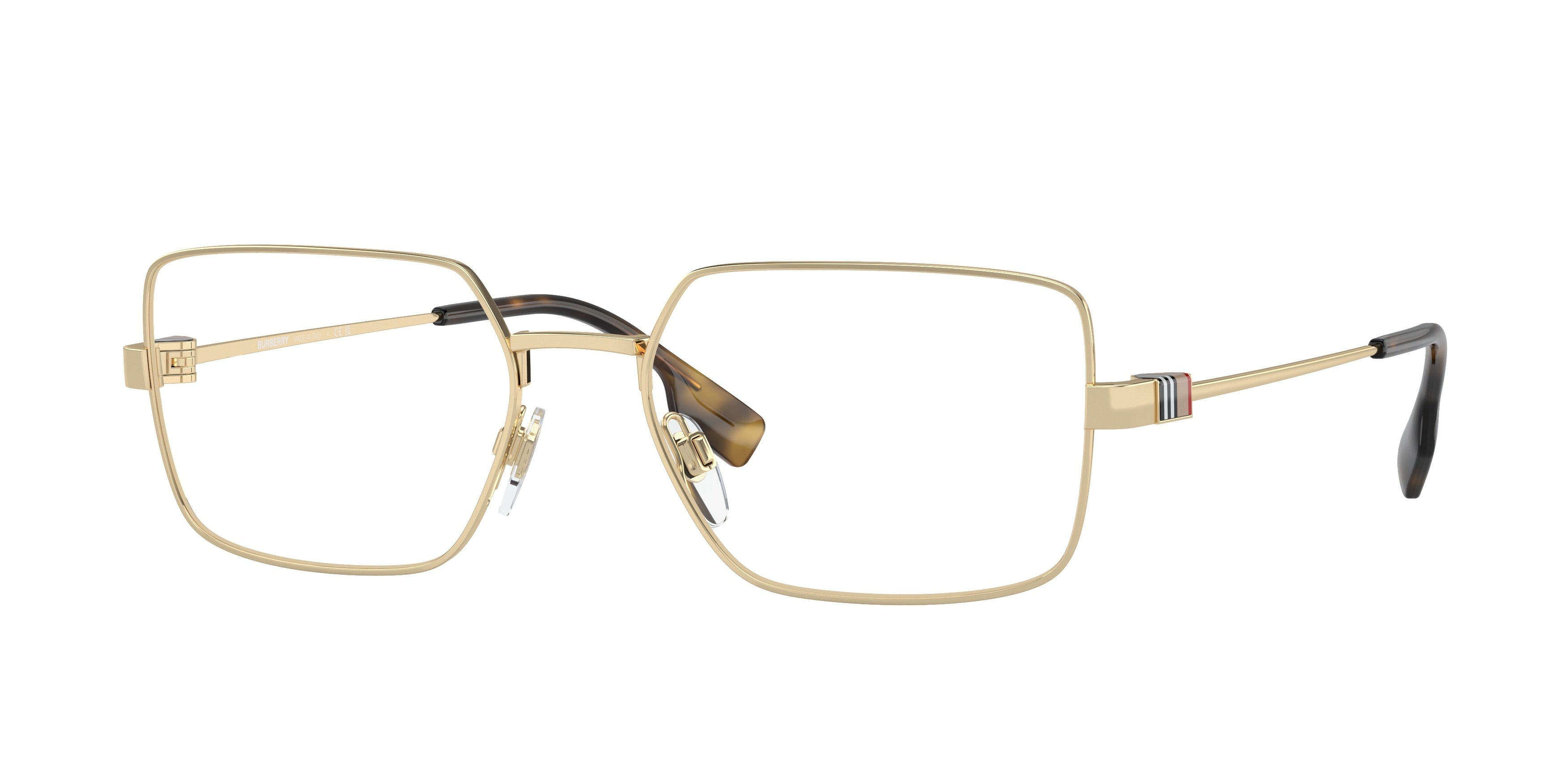 Burberry BE1380 Rectangle Eyeglasses 1109-Light Gold 56-145-18 - Color Map Gold
