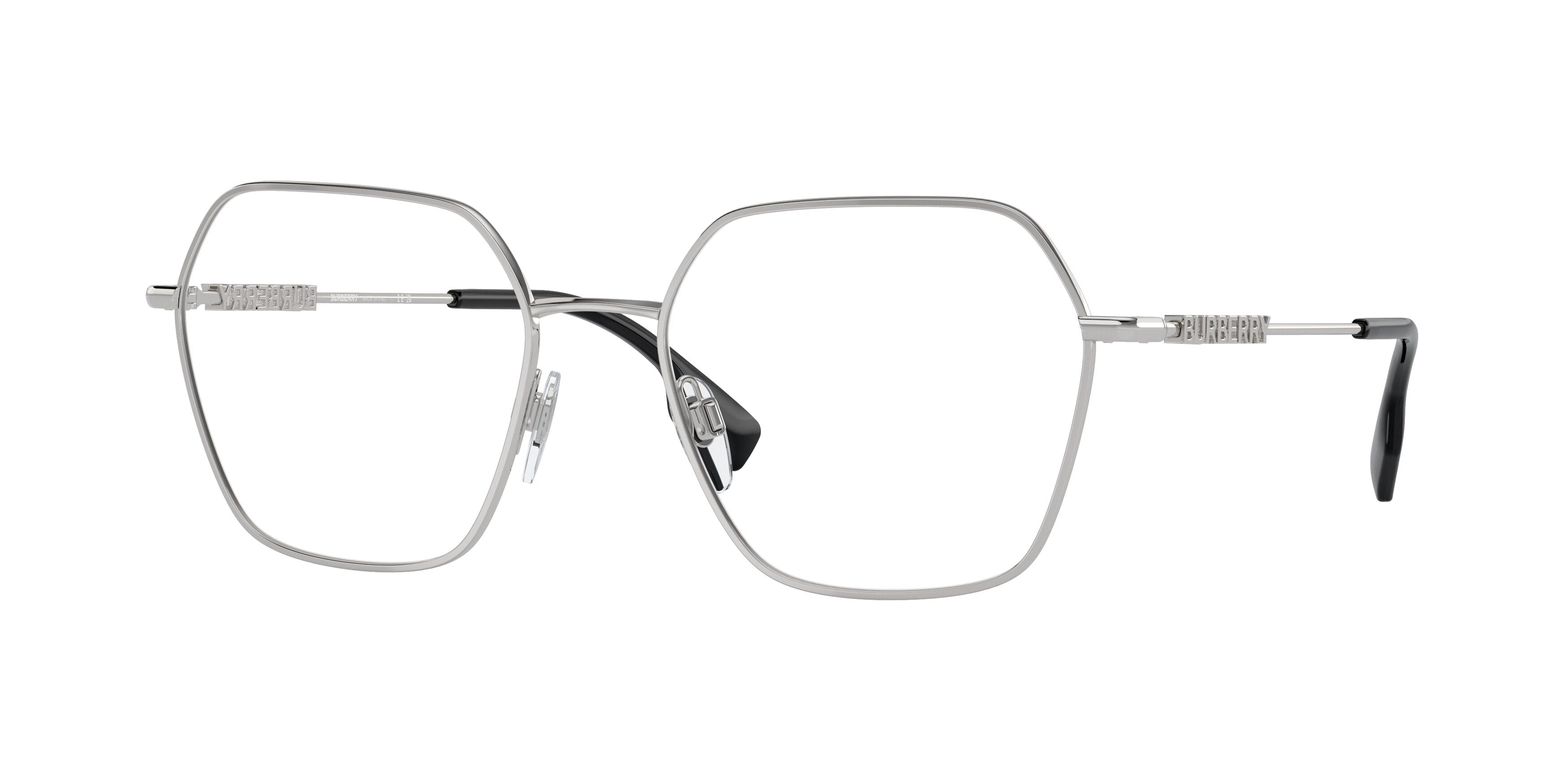 Burberry BE1381 Irregular Eyeglasses 1005-Silver 56-140-18 - Color Map Silver