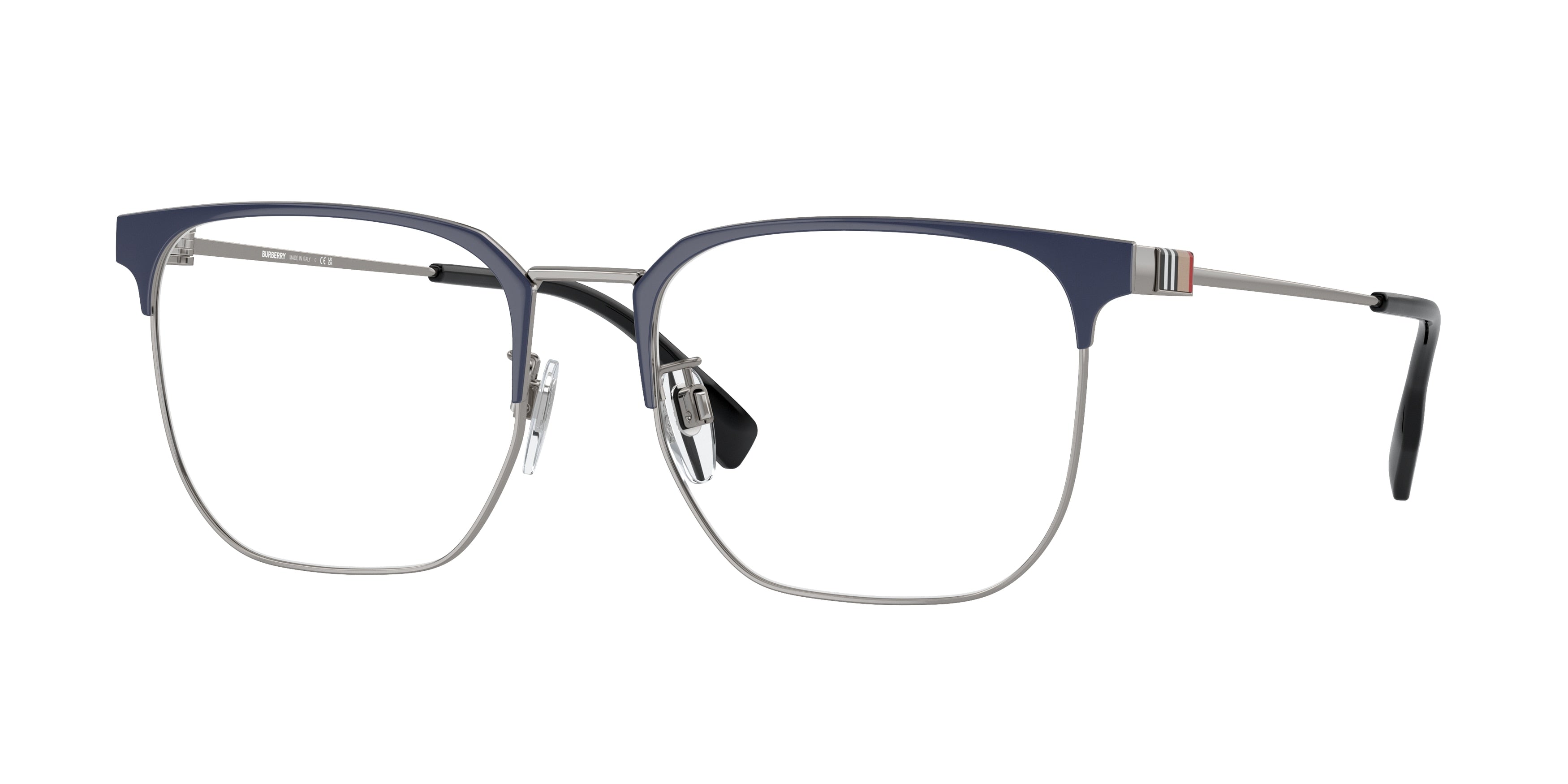 Burberry BE1383D Square Eyeglasses 1003-Gunmetal/Blue 55-145-18 - Color Map Grey
