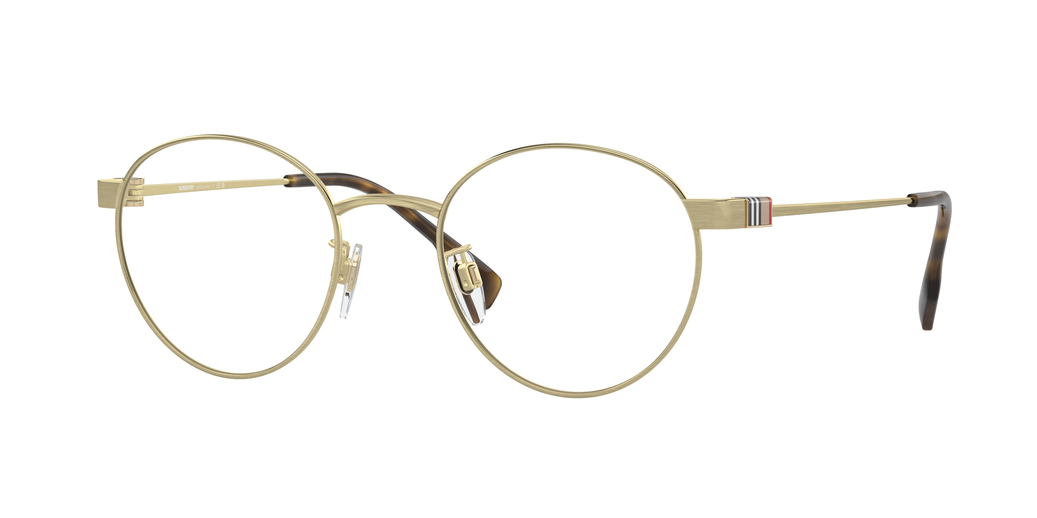 Burberry BE1384TD Round Eyeglasses  1346-Light Gold 50-145-21 - Color Map Gold