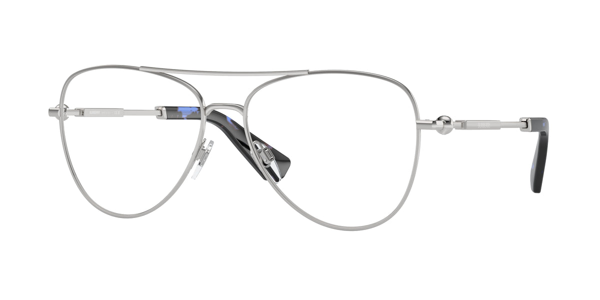 Burberry BE1386 Pilot Eyeglasses 1005-Silver 57-145-15 - Color Map Silver