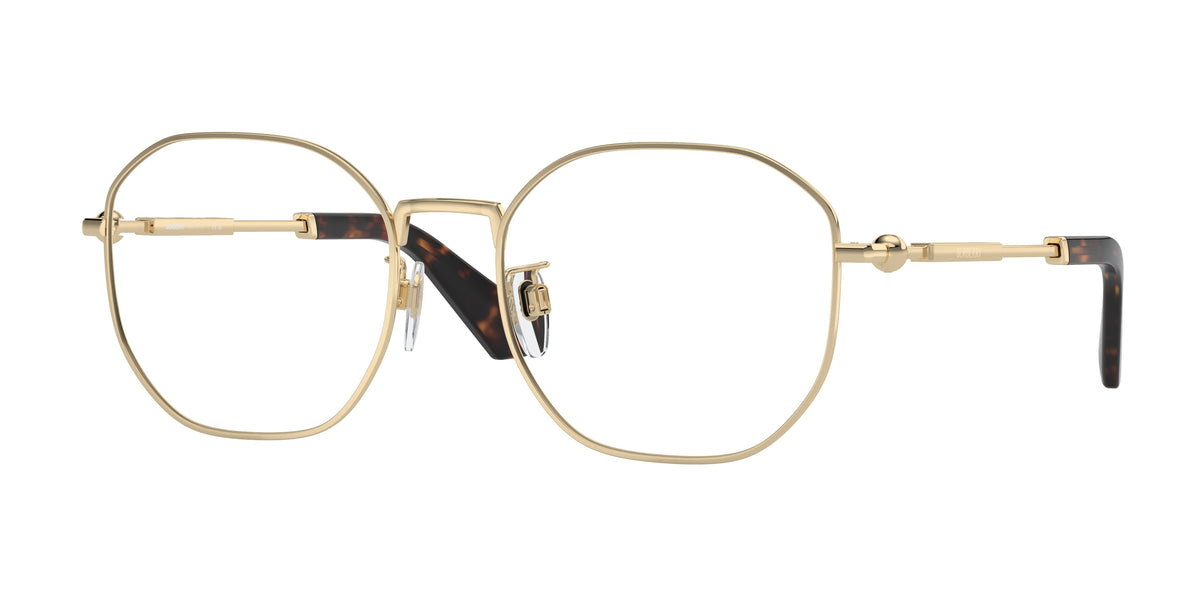 Burberry BE1387D Irregular Eyeglasses 1109-Light Gold 56-145-19 - Color Map Gold