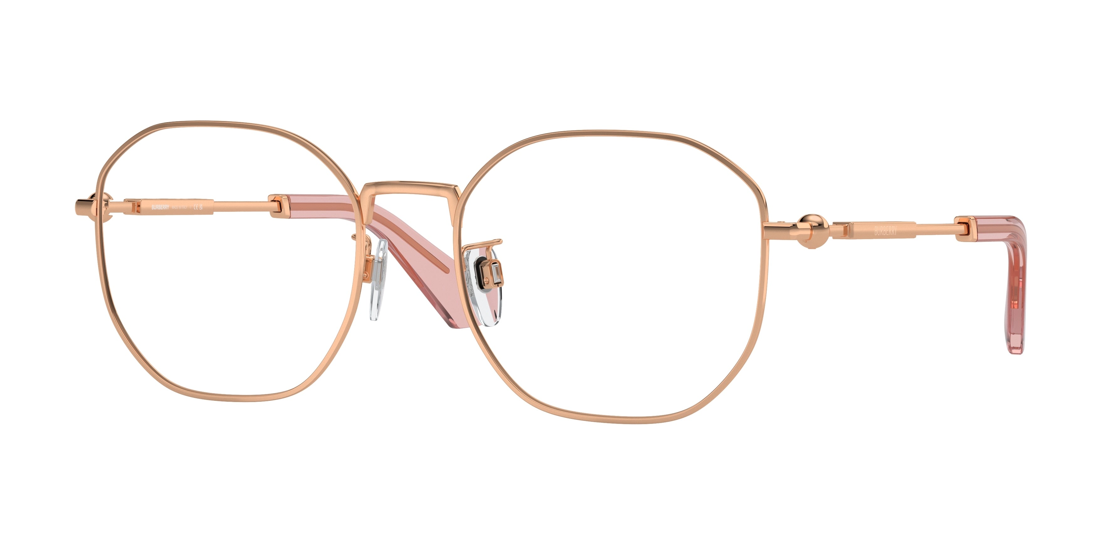 Burberry BE1387D Irregular Eyeglasses 1337-Rose Gold 56-145-19 - Color Map Gold