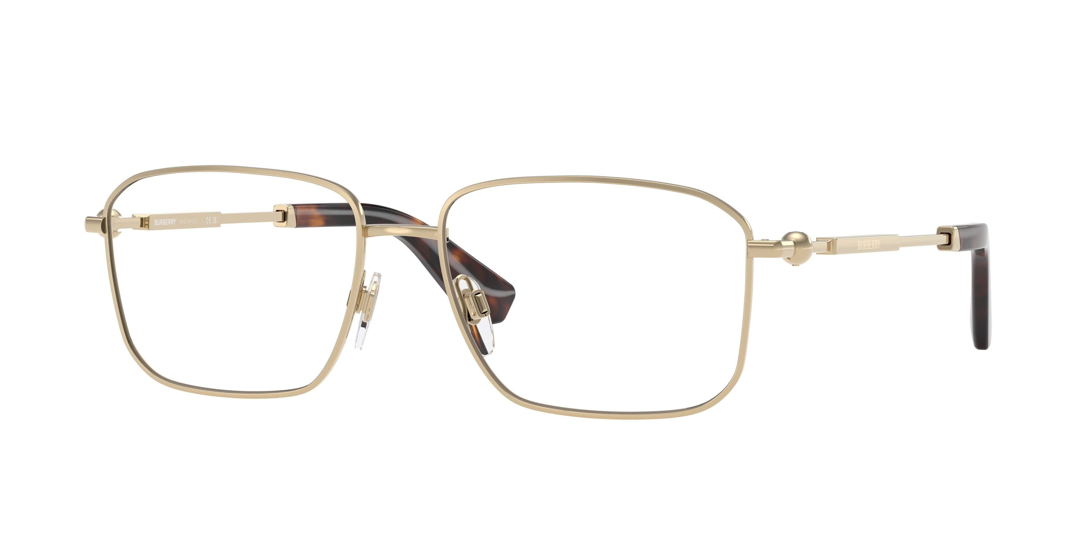 Burberry BE1389 Rectangle Eyeglasses 1109-Light Gold 56-145-16 - Color Map Gold