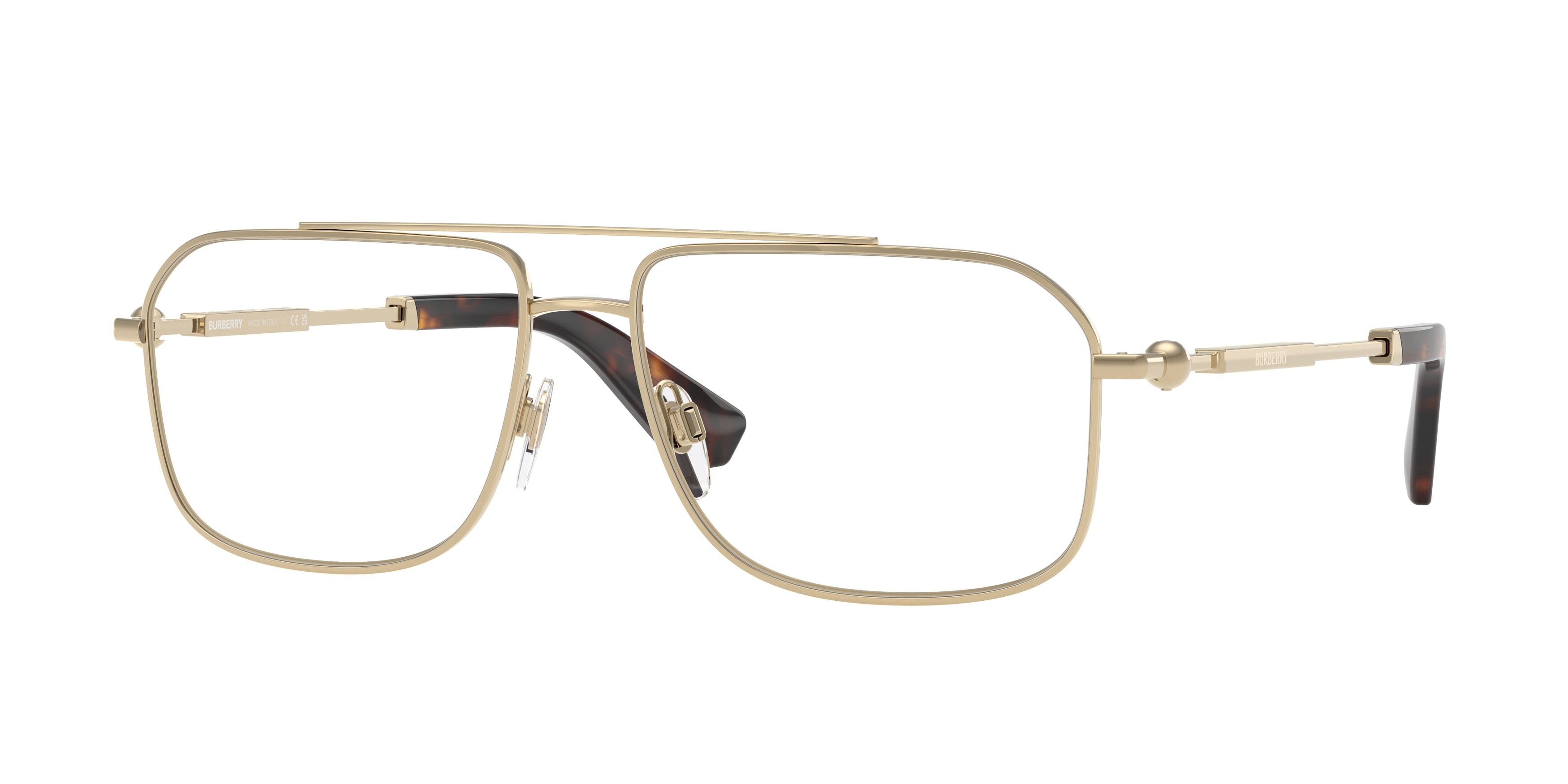 Burberry BE1391 Rectangle Eyeglasses 1109-Light Gold 58-145-15 - Color Map Gold
