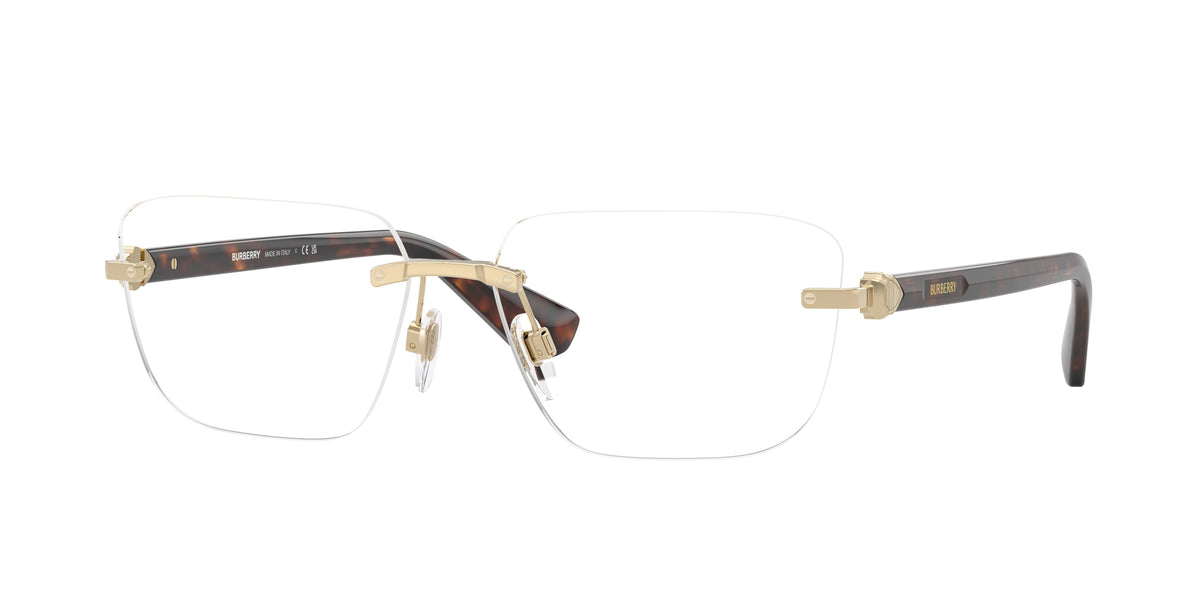 Burberry BE1392 Rectangle Eyeglasses 1109-Light Gold 58-140-15 - Color Map Gold