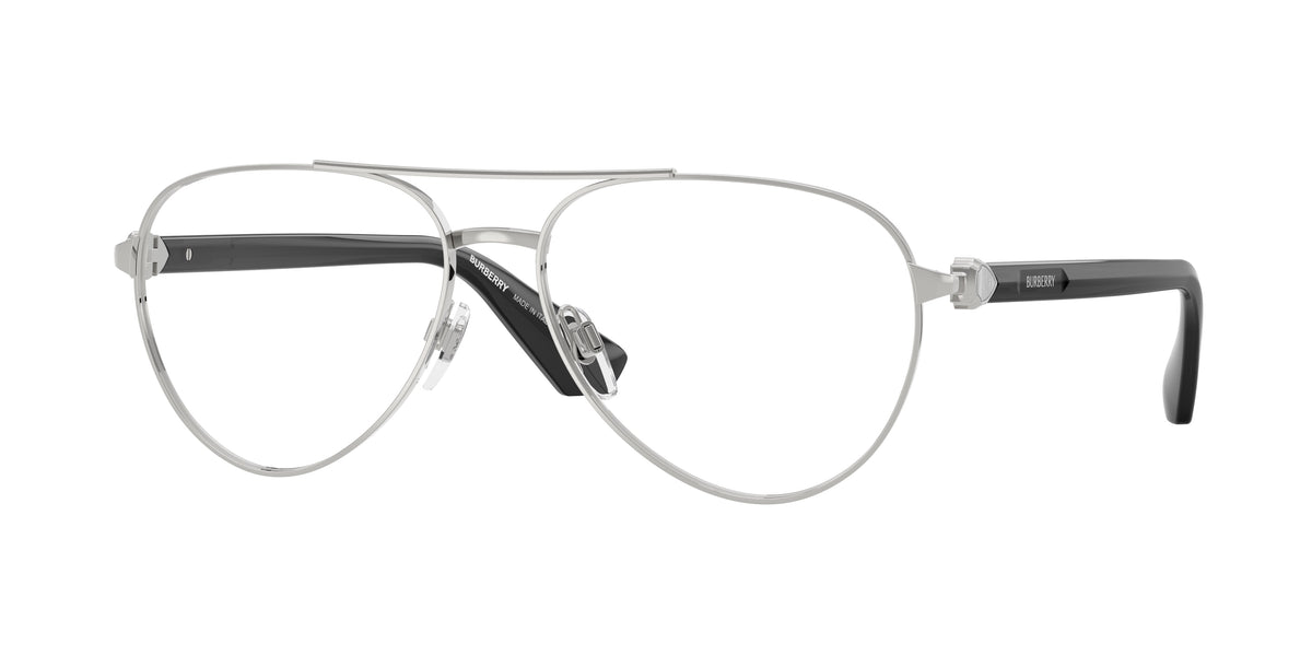 Burberry BE1397 Pilot Eyeglasses 1005-Silver 57-140-15 - Color Map Silver