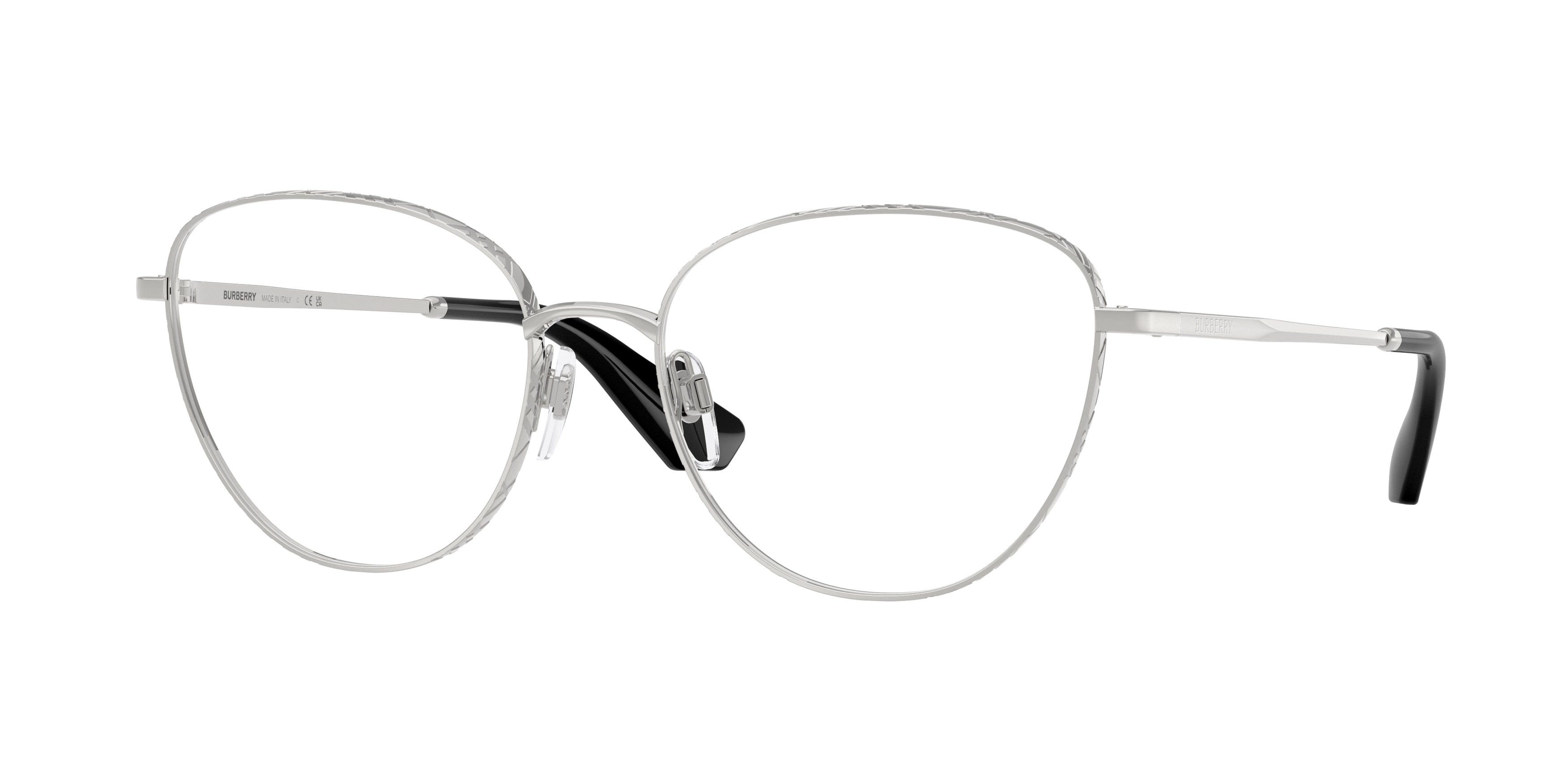 Burberry BE1398 Cat Eye Eyeglasses 1005-Silver 56-140-17 - Color Map Silver