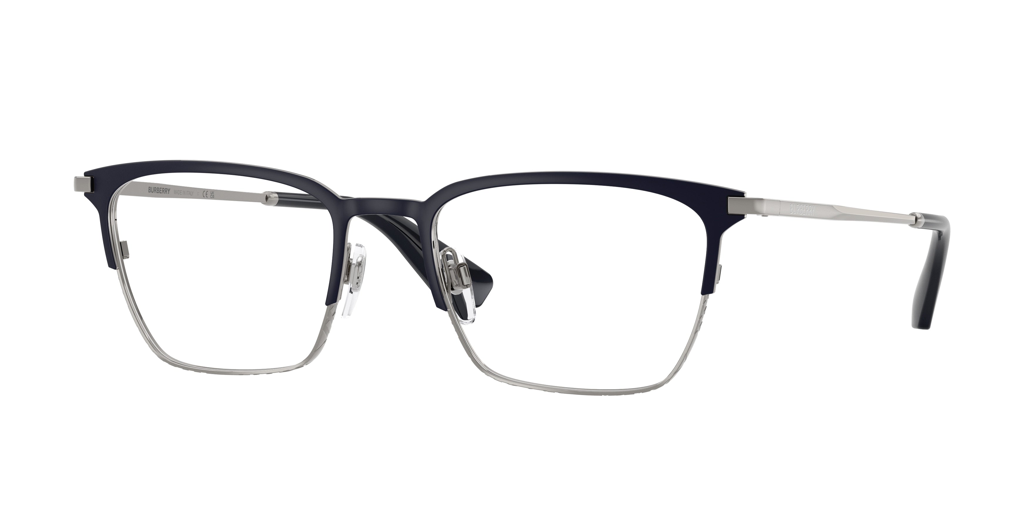Burberry BE1401 Rectangle Eyeglasses 1003-Blue/Gunmetal 54-145-19 - Color Map Blue