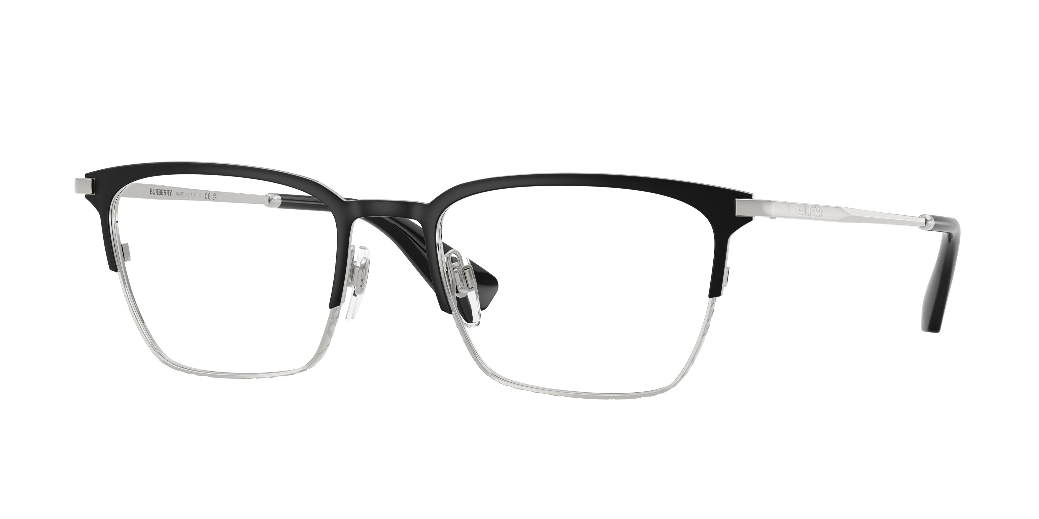 Burberry BE1401 Rectangle Eyeglasses 1005-Black/Silver 54-145-19 - Color Map Black