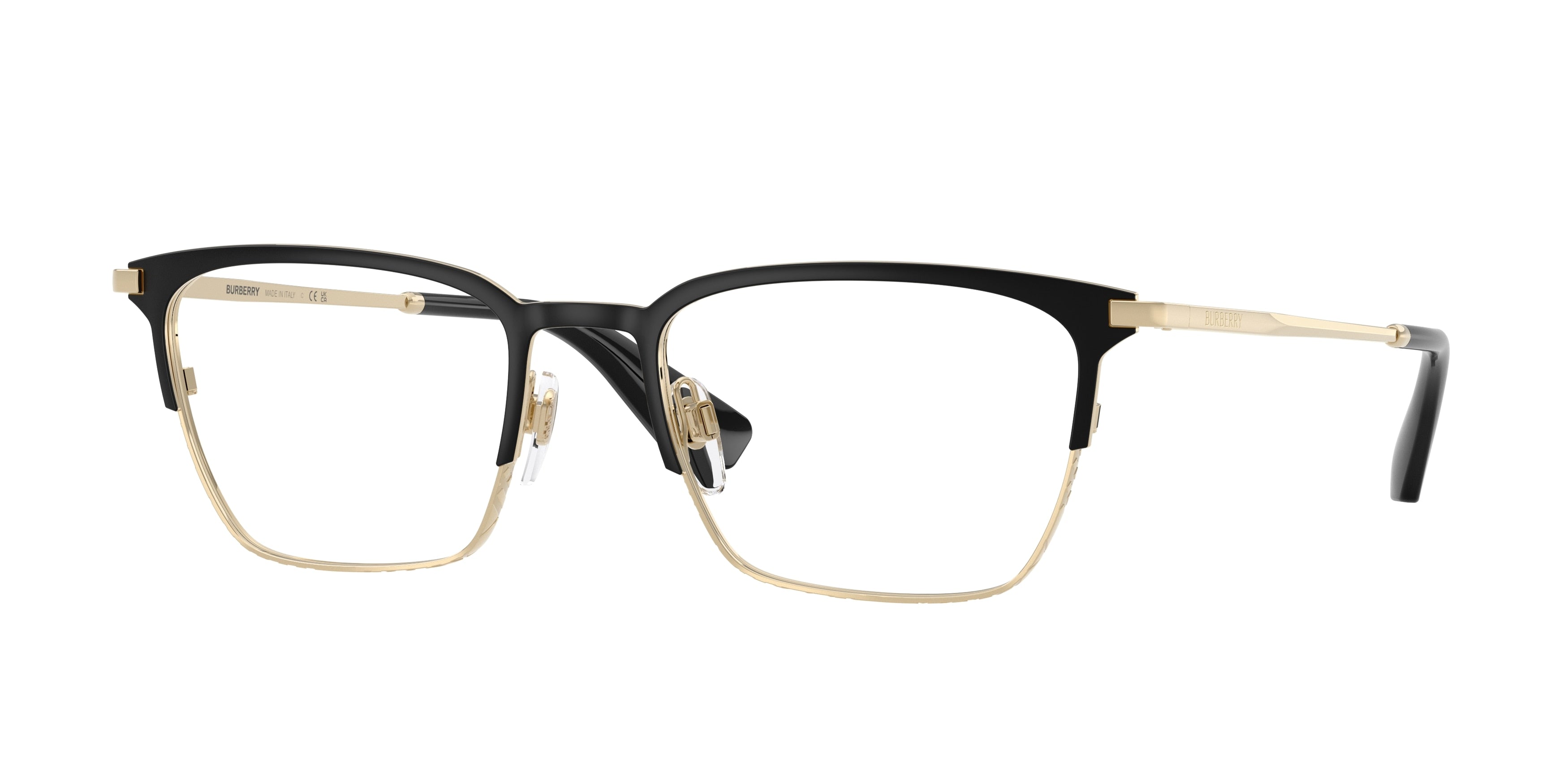 Burberry BE1401 Rectangle Eyeglasses 1109-Black/Light Gold 54-145-19 - Color Map Black