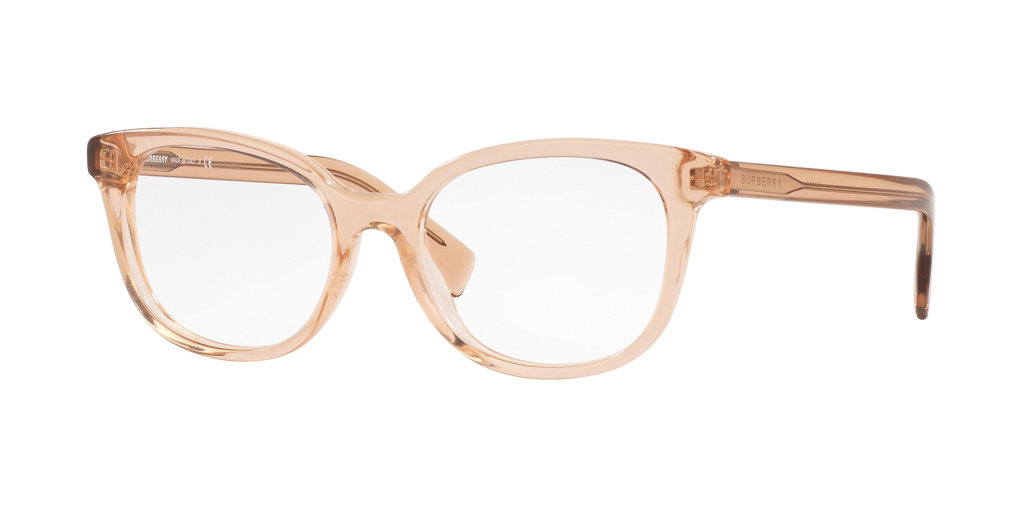 Burberry BE2291 Square Eyeglasses 3358-Transparent Peach 51-140-17 - Color Map Pink