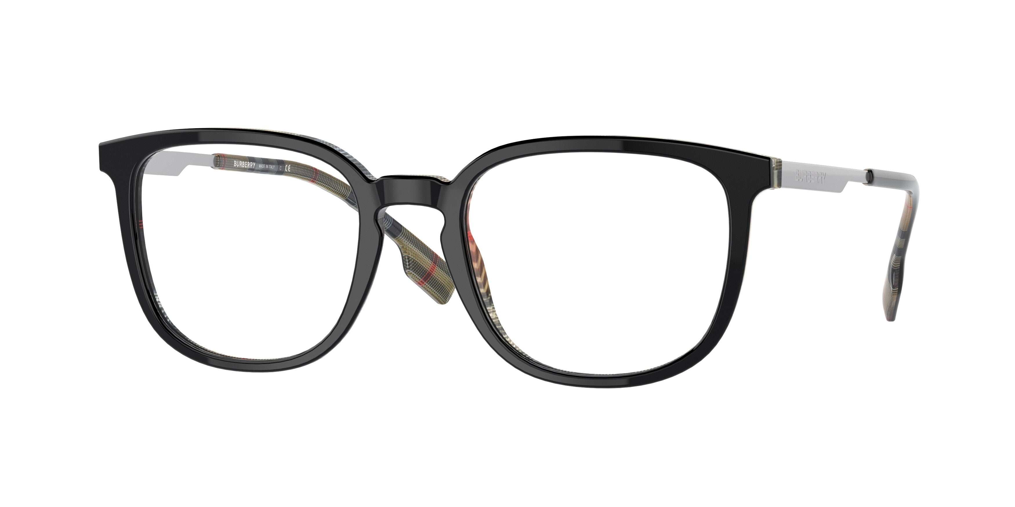 Burberry COMPTON BE2307 Square Eyeglasses 3838-Top Black On Vintage Check 50-145-20 - Color Map Black