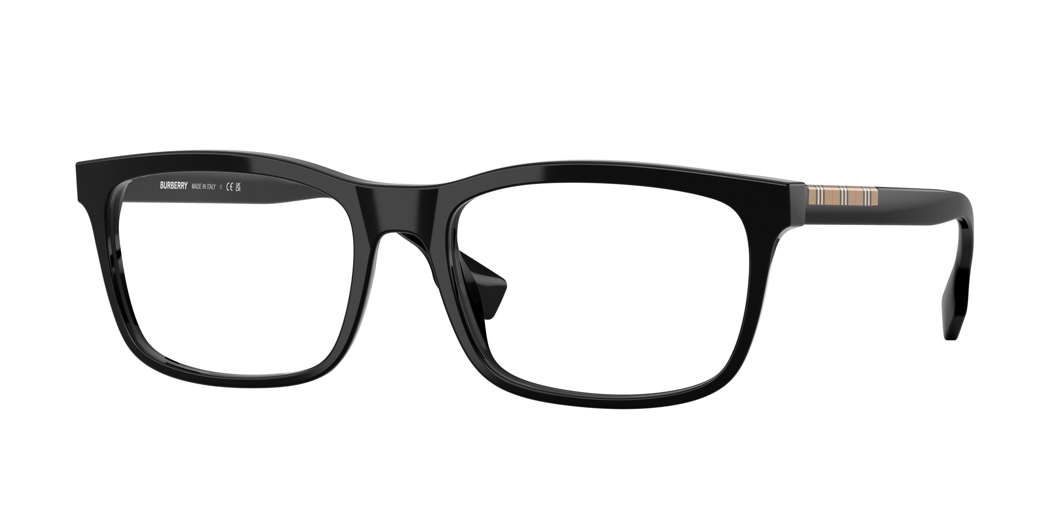 Burberry ELM BE2334 Rectangle Eyeglasses 3001-Black 57-145-18 - Color Map Black