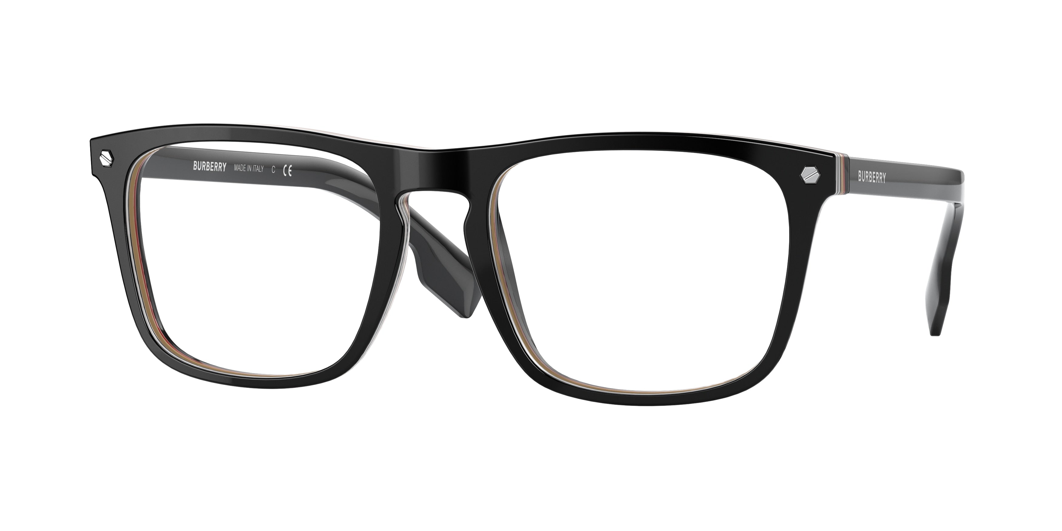 Burberry BOLTON BE2340 Square Eyeglasses  3798-Black 56-145-20 - Color Map Black