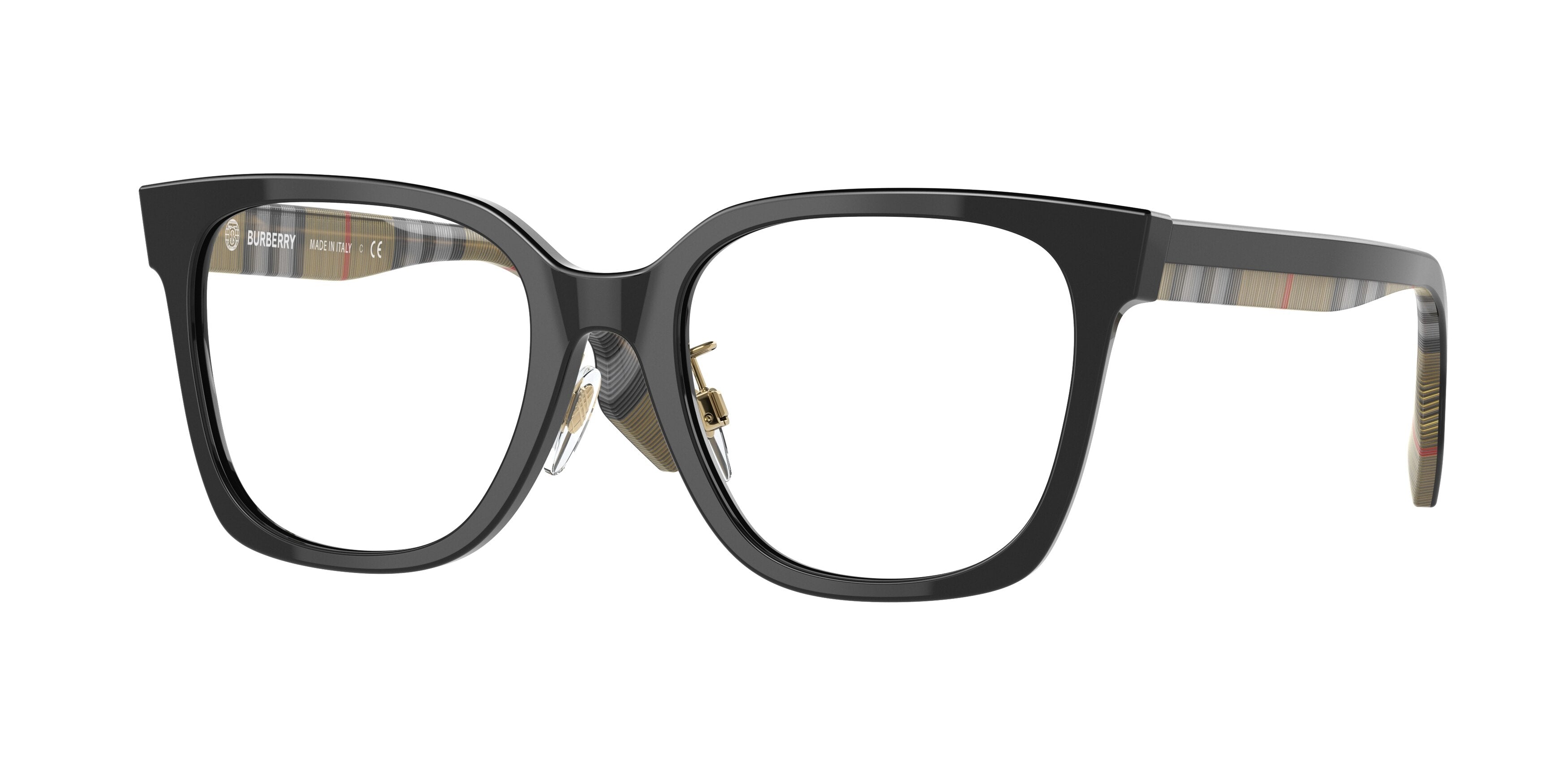 Burberry EVELYN BE2347F Square Eyeglasses 3942-Black 52-140-19 - Color Map Black