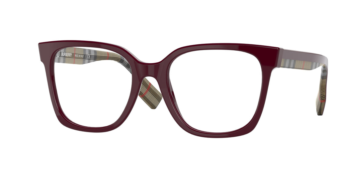 Burberry EVELYN BE2347 Square Eyeglasses 3945-Bordeaux 52-140-19 - Color Map Red
