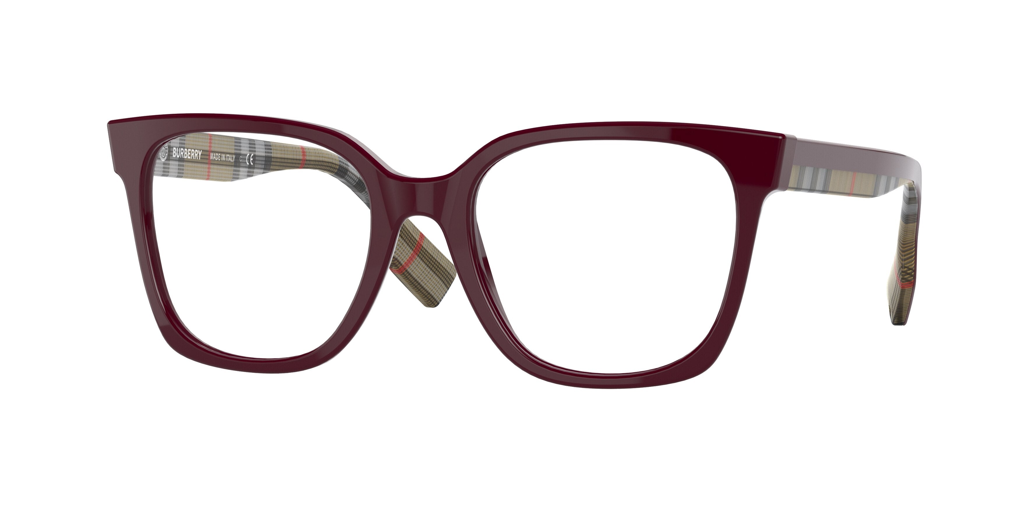 Burberry EVELYN BE2347 Square Eyeglasses 3945-Bordeaux 52-140-19 - Color Map Red