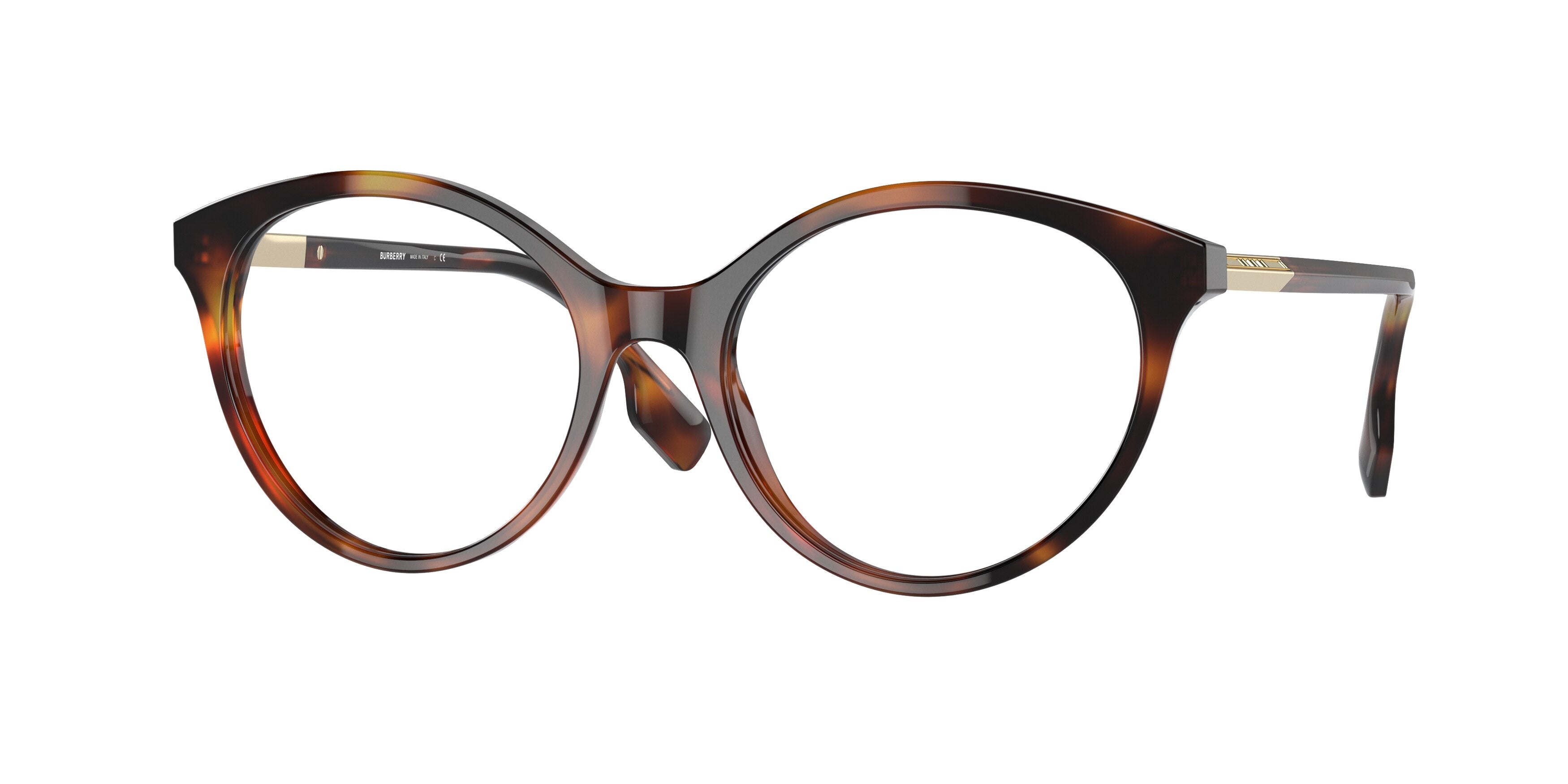 Burberry JEAN BE2349F Round Eyeglasses 3316-Light Havana 53-140-18 - Color Map Tortoise