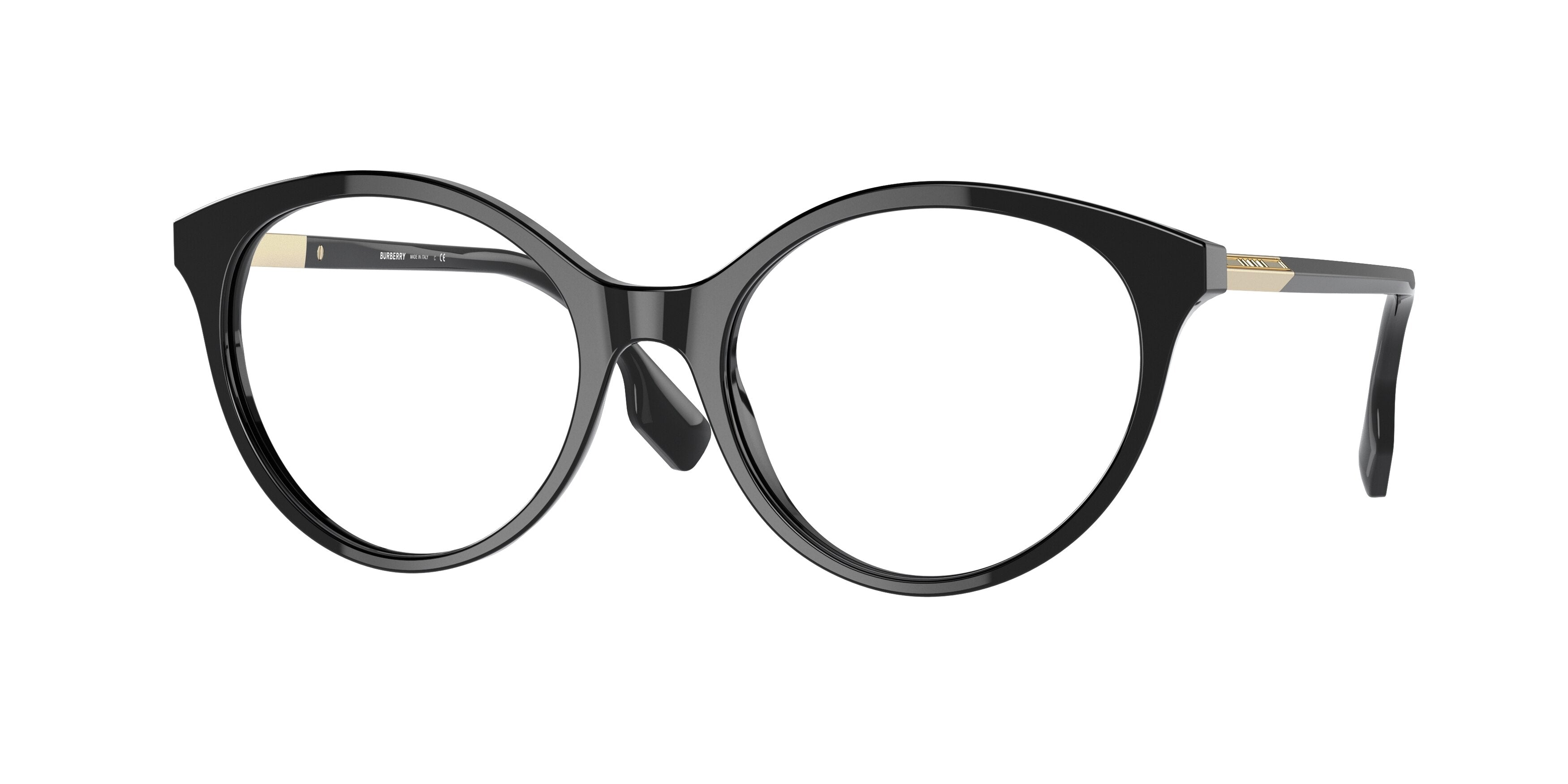 Burberry JEAN BE2349 Round Eyeglasses  3001-Black 51-140-18 - Color Map Black