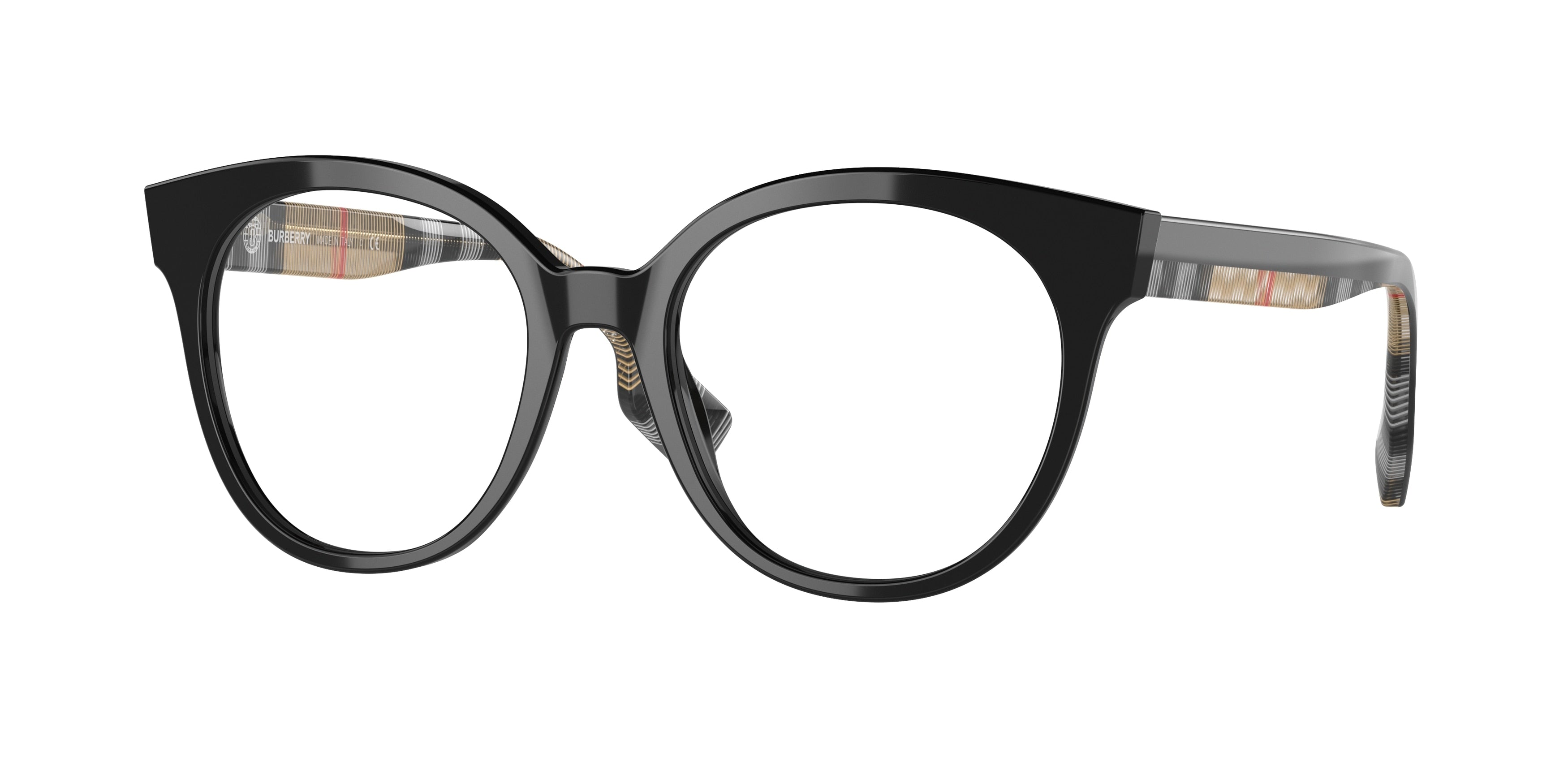 Burberry JACQUELINE BE2356 Round Eyeglasses 3942-Black 51-140-18 - Color Map Black