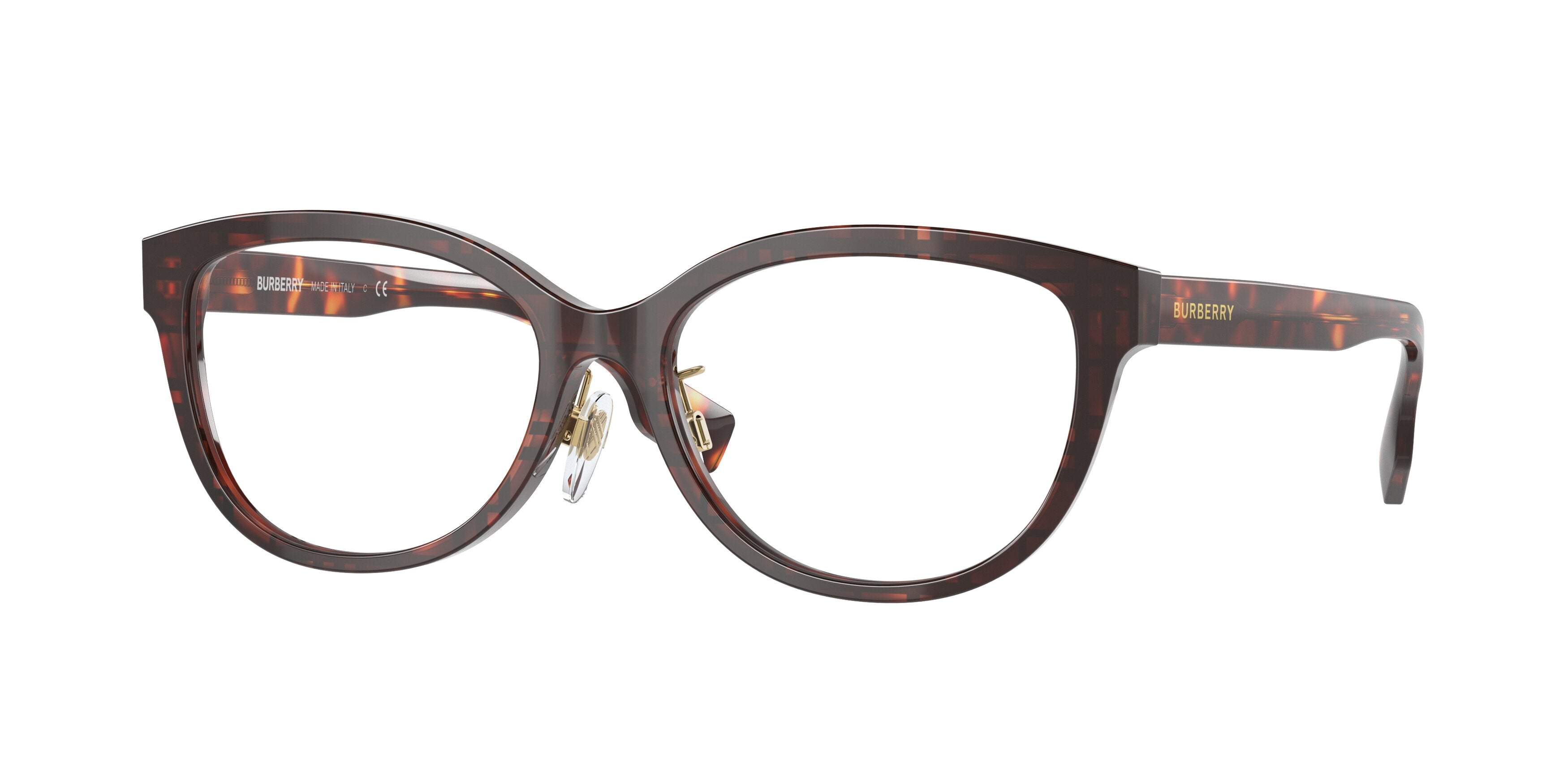Burberry ESME BE2357F Cat Eye Eyeglasses 3984-Top Check/Red Havana 54-140-16 - Color Map Red