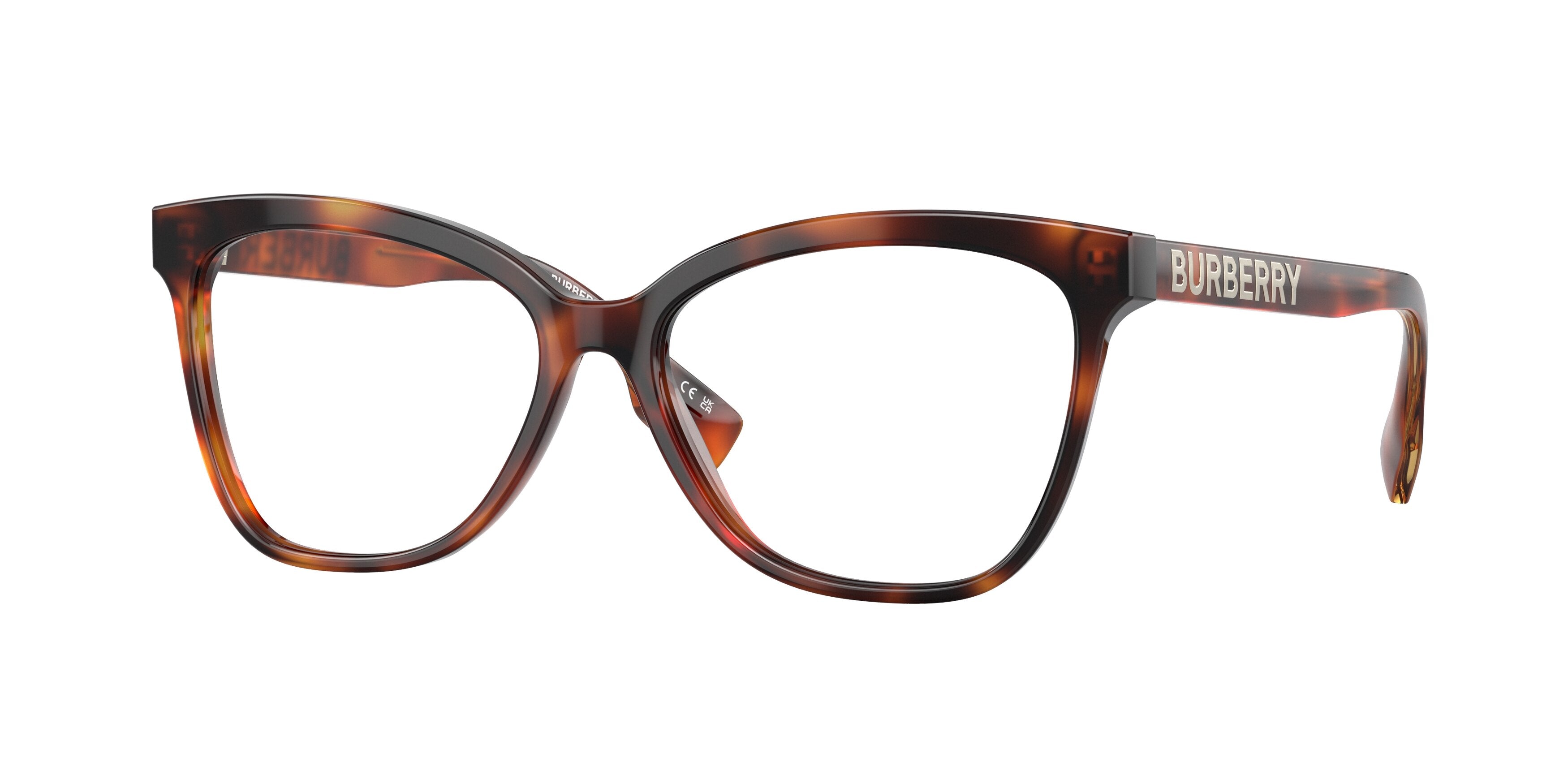 Burberry GRACE BE2364F Cat Eye Eyeglasses 3316-Light Havana 54-140-15 - Color Map Tortoise