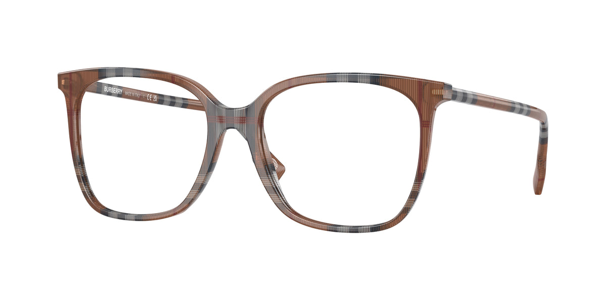 Burberry LOUISE BE2367 Square Eyeglasses 3966-Check Brown 54-140-17 - Color Map Brown