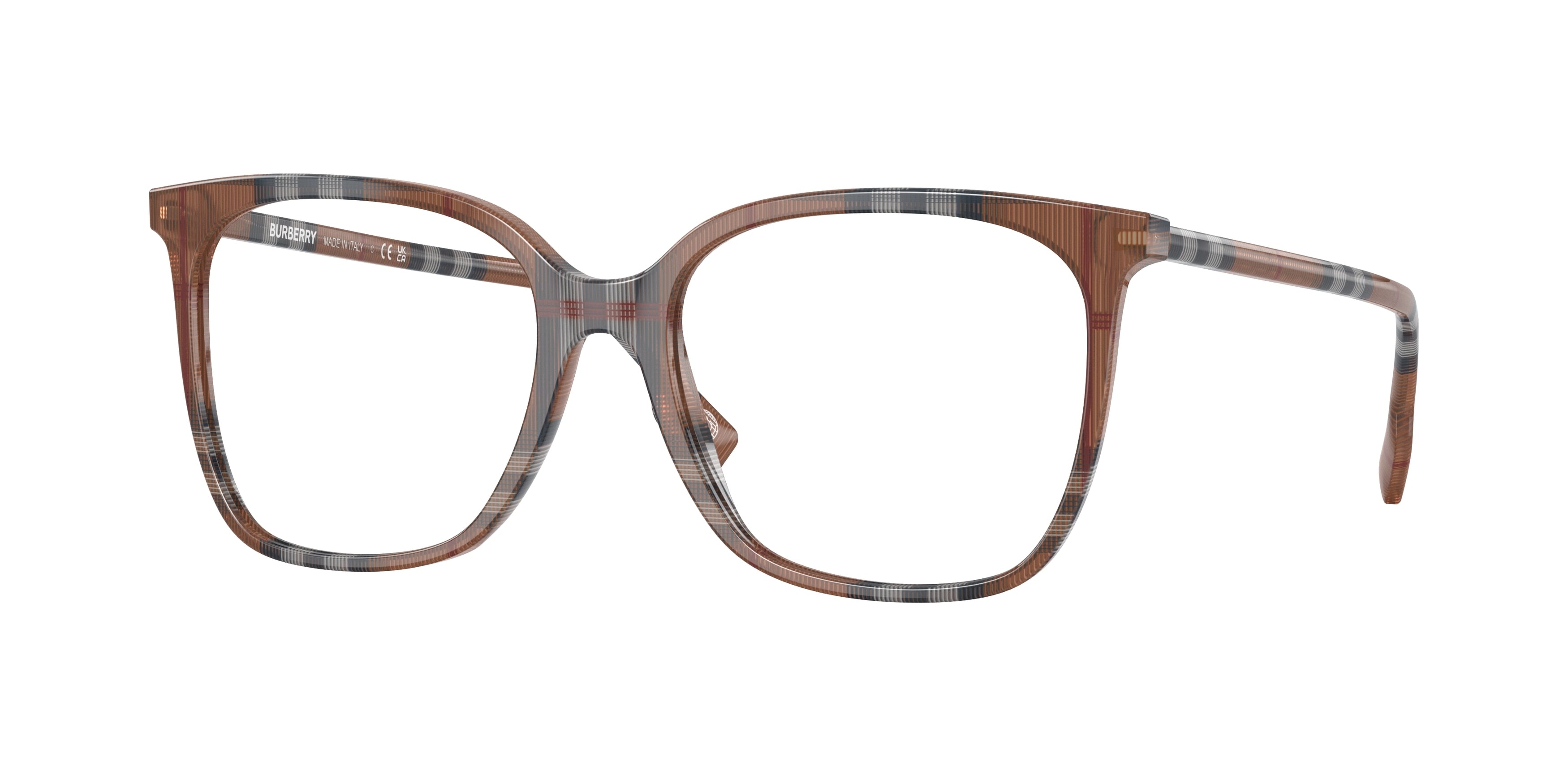 Burberry LOUISE BE2367 Square Eyeglasses 3966-Check Brown 54-140-17 - Color Map Brown
