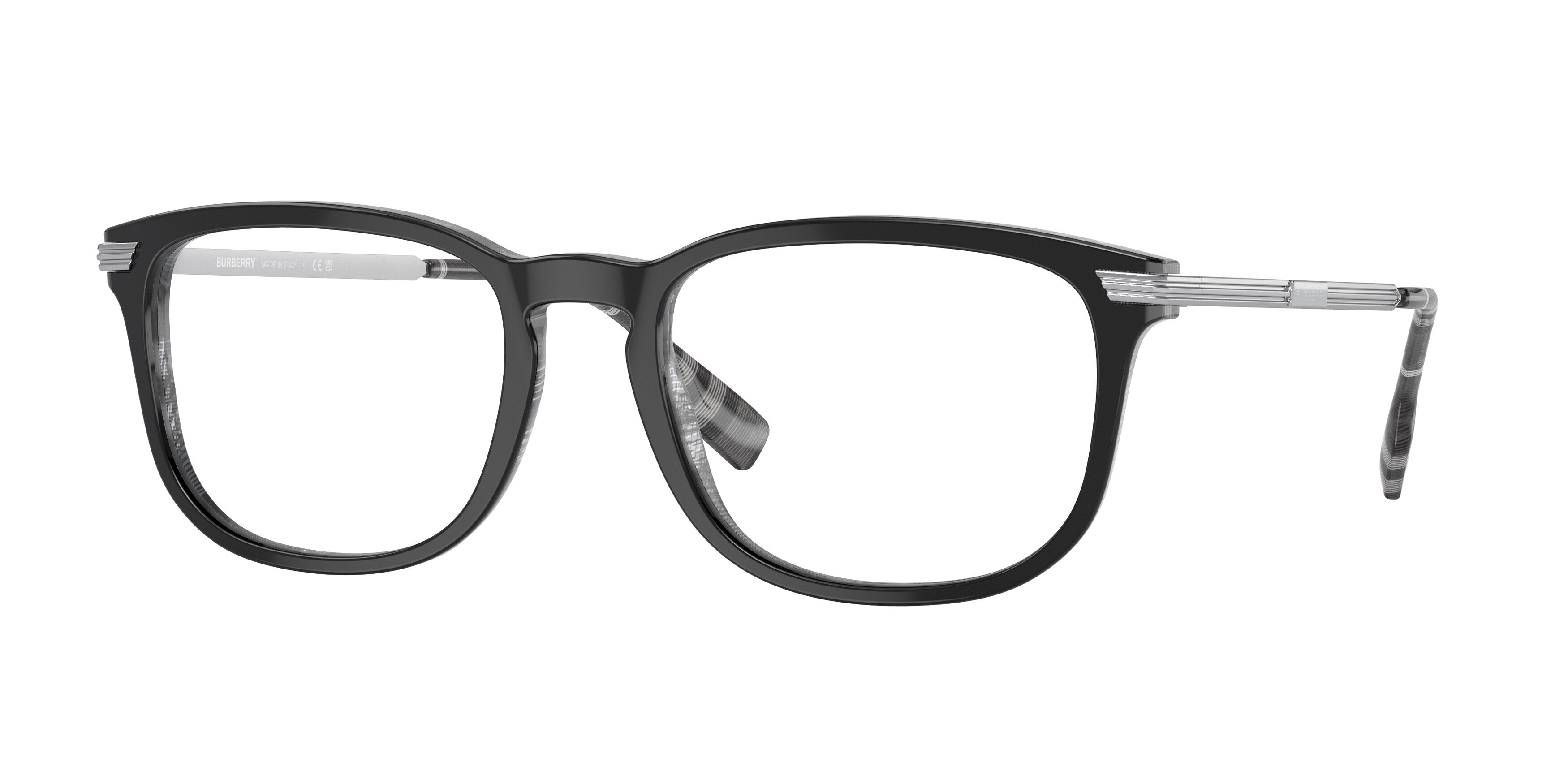 Burberry CEDRIC BE2369F Rectangle Eyeglasses 3829-Top Black On Charcoal Check 56-150-20 - Color Map Black