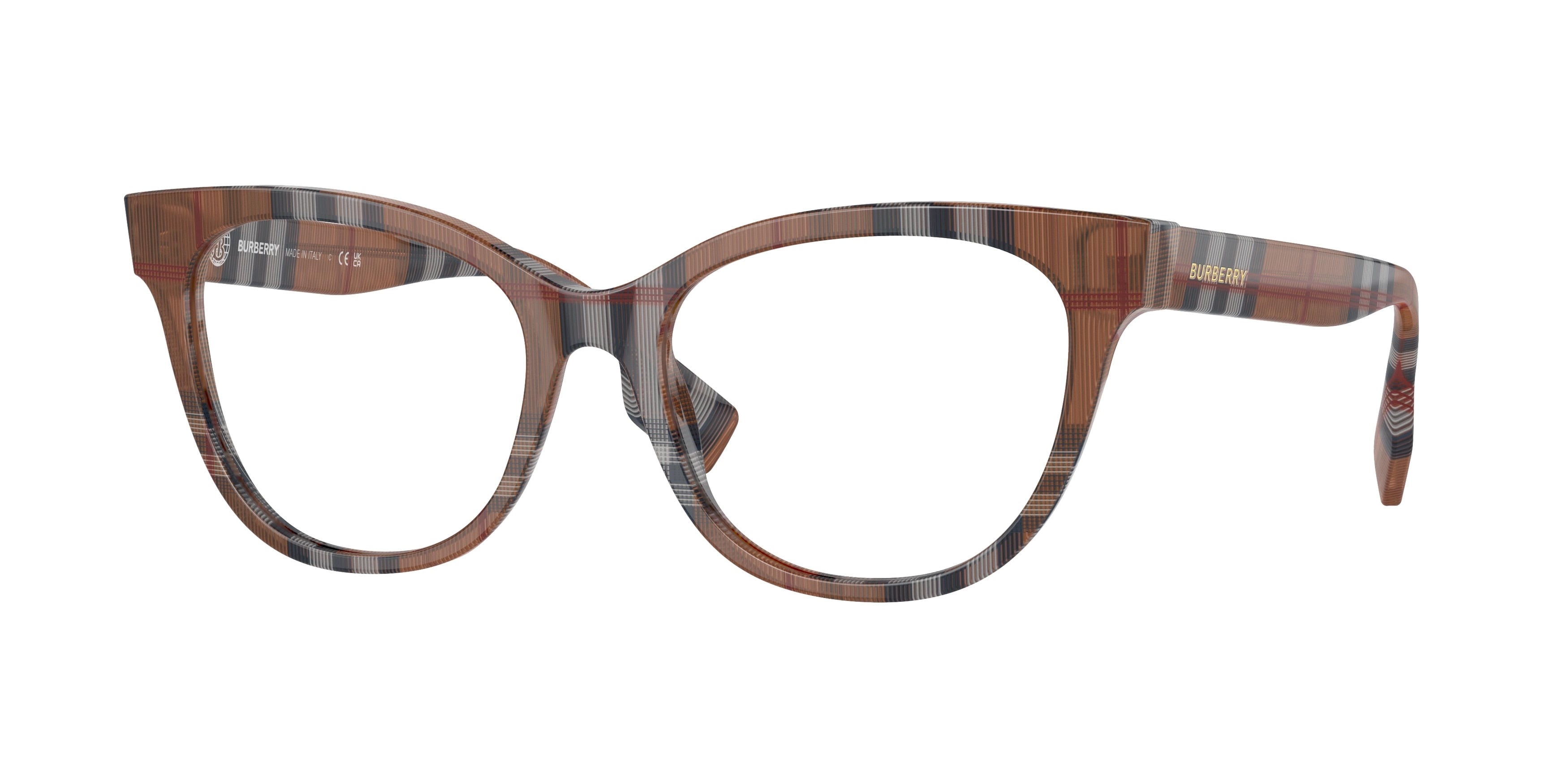 Burberry EVELYN BE2375 Cat Eye Eyeglasses 3966-Check Brown 53-140-17 - Color Map Brown