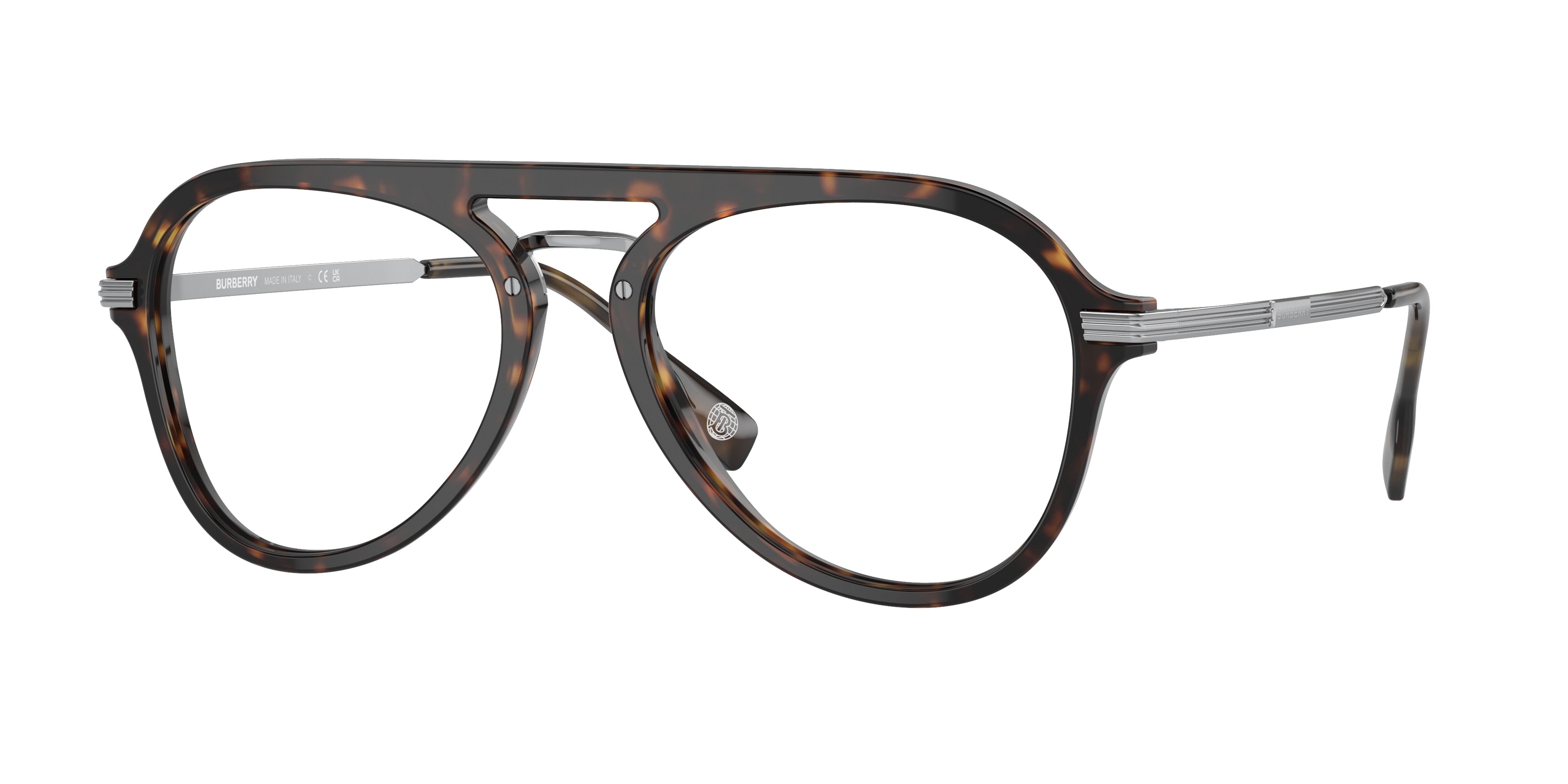Burberry BAILEY BE2377 Pilot Eyeglasses 3002-Dark Havana 55-145-18 - Color Map Brown