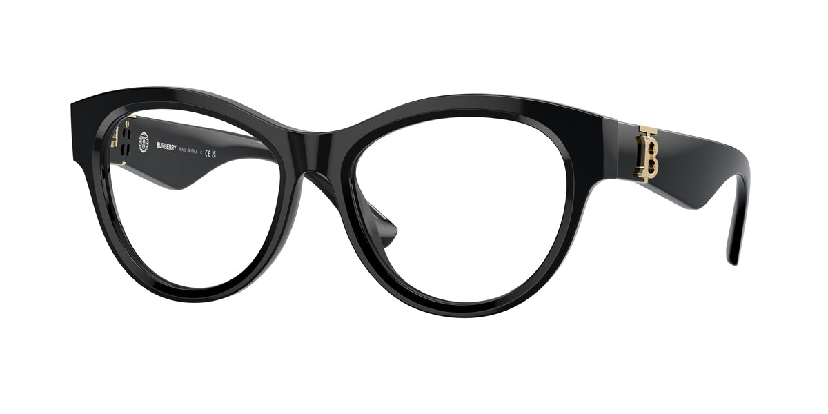 Burberry BE2404F Round Eyeglasses 3001-Black 53-140-17 - Color Map Black