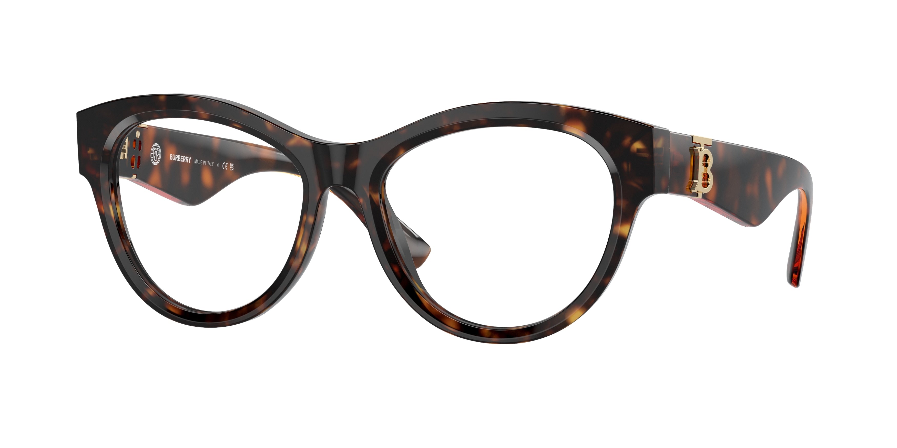 Burberry BE2404F Round Eyeglasses 3002-Dark Havana 53-140-17 - Color Map Brown