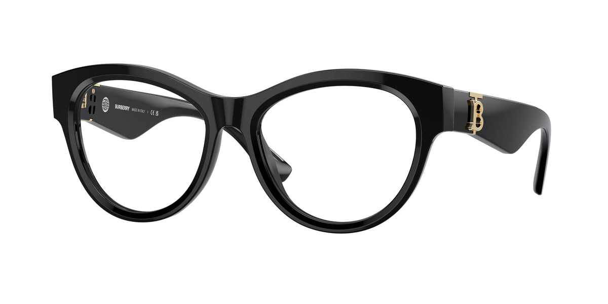 Burberry BE2404 Round Eyeglasses 3001-Black 53-140-17 - Color Map Black